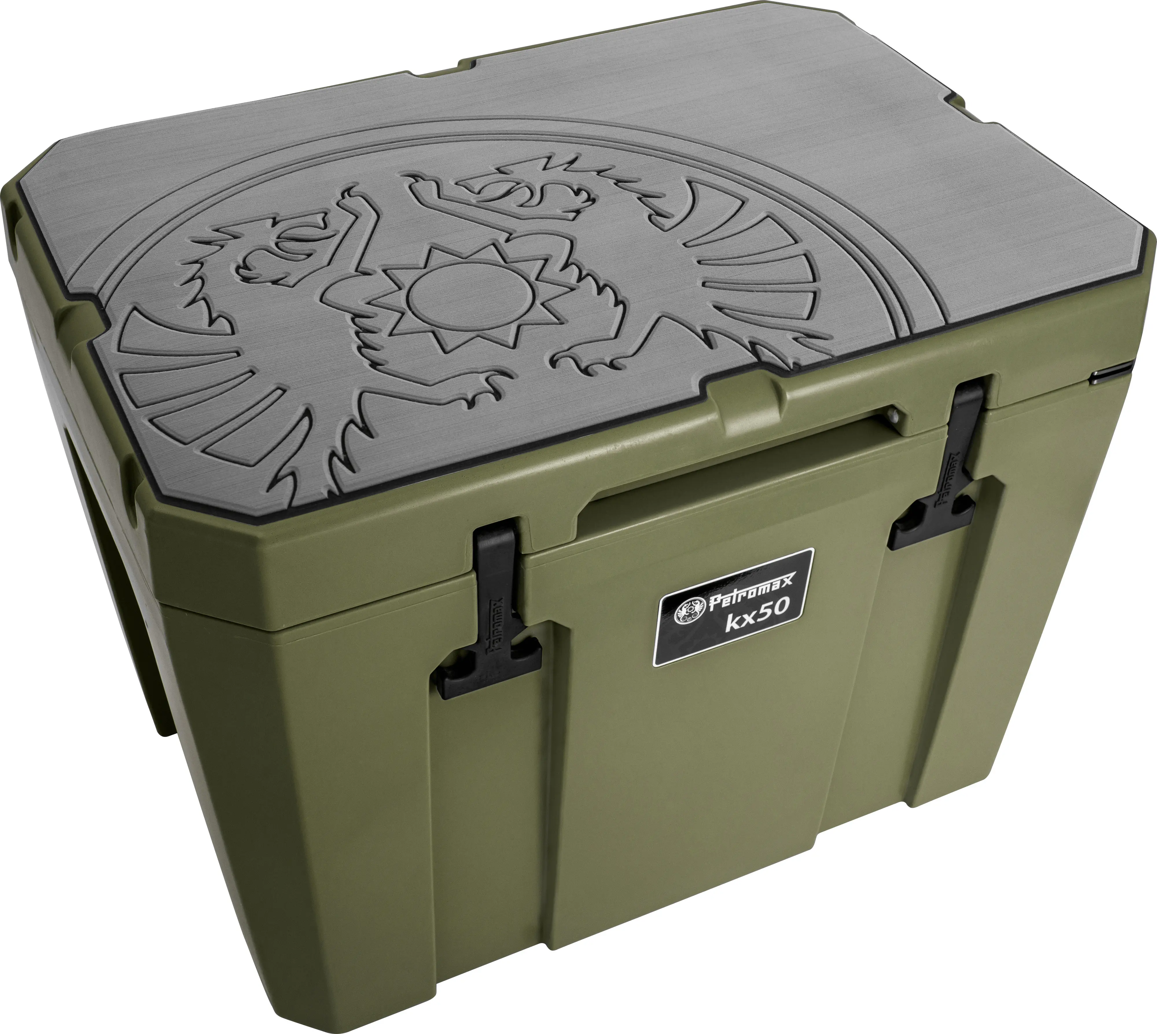 Petromax Haft-Auflage für Kühlbox kx50 mit Drachenemblem grau