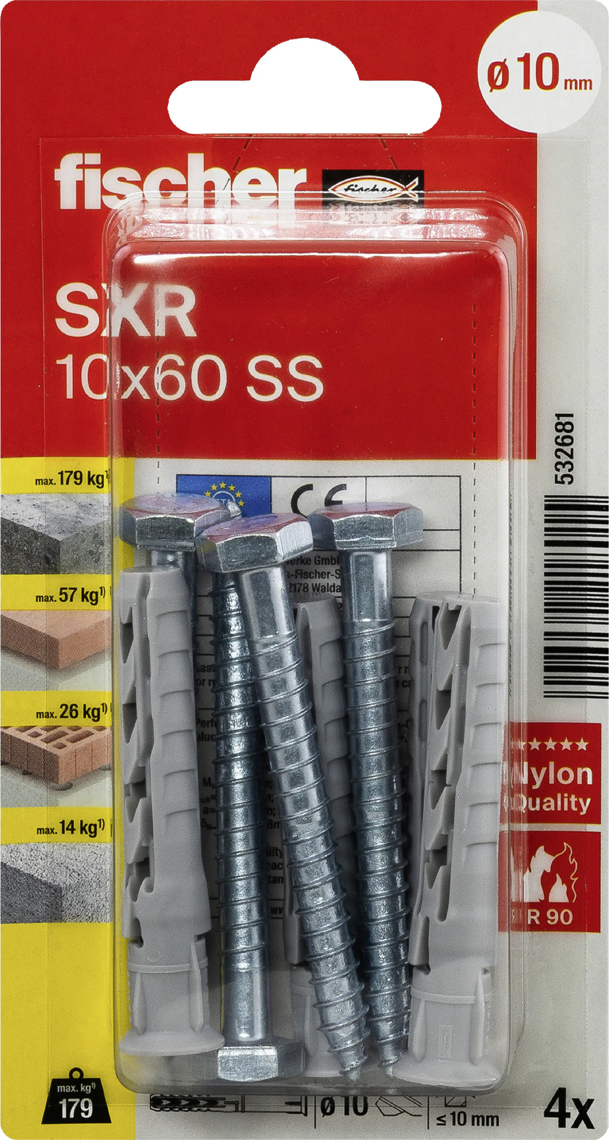 Fischer Langschaftdübel SXR 10 x 60 mm - 4 Stück