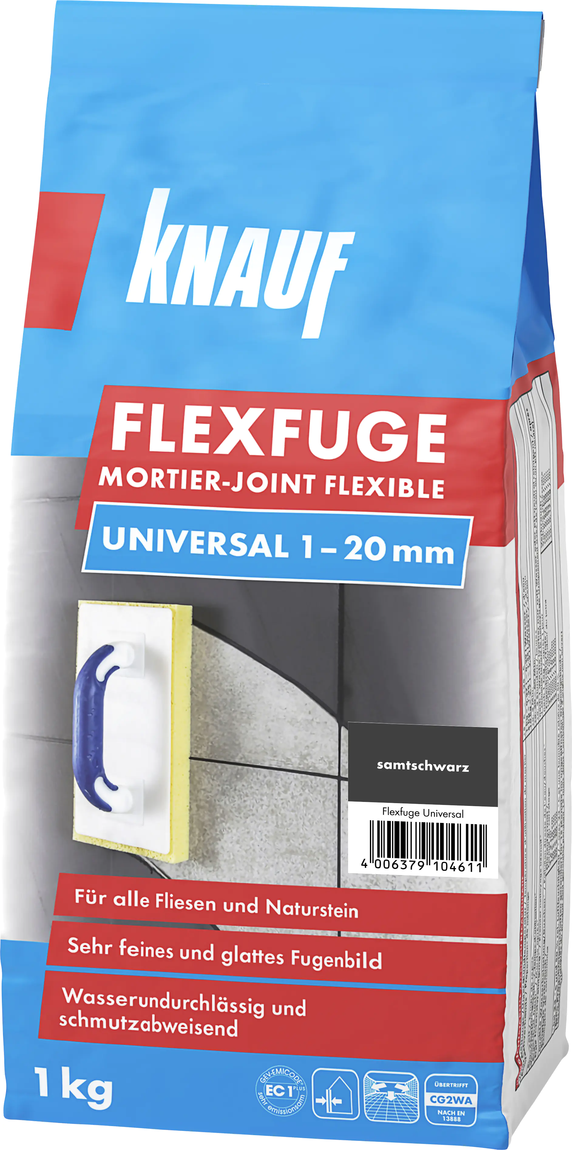 Knauf Fugenmörtel Flexfuge Universal 1 - 20 mm samtschwarz 1 kg