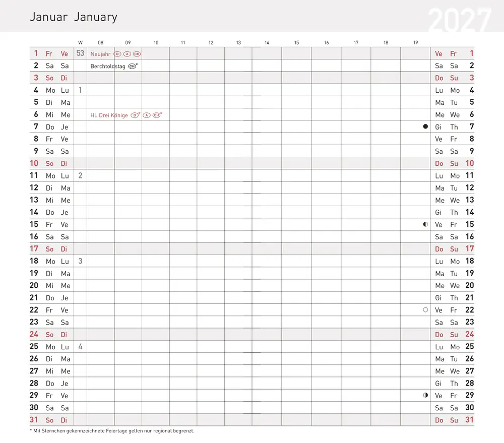 Korsch Taschenkalender Pluto 2027 blau