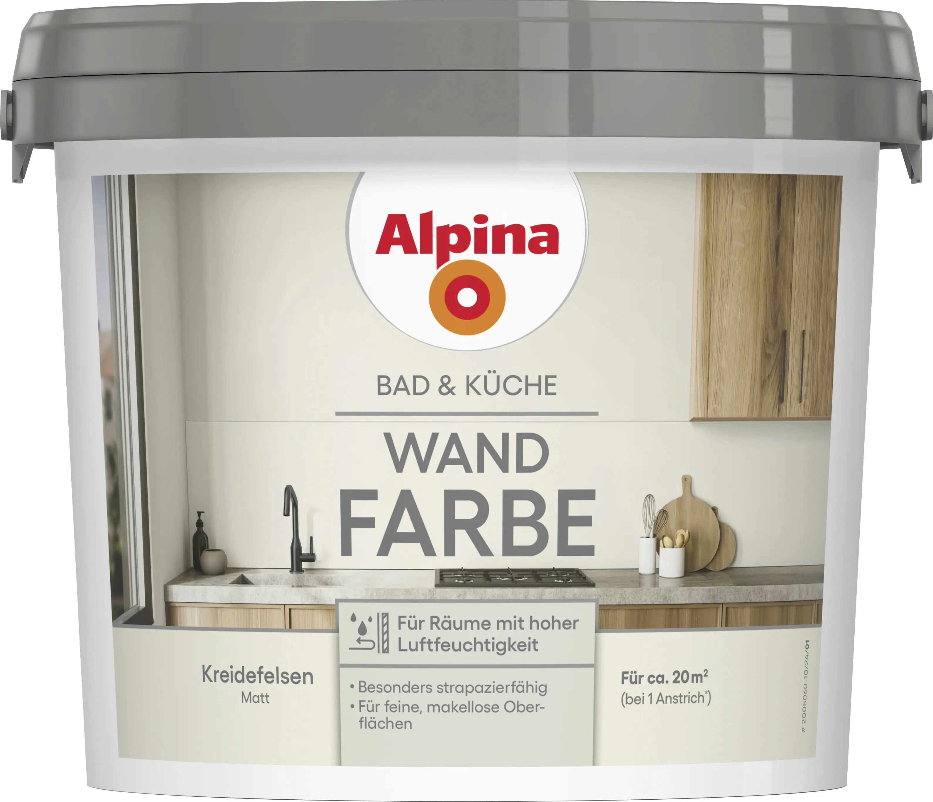 Alpina Wandfarbe für Küche & Badezimmer Kreidefelsen 2,5 L