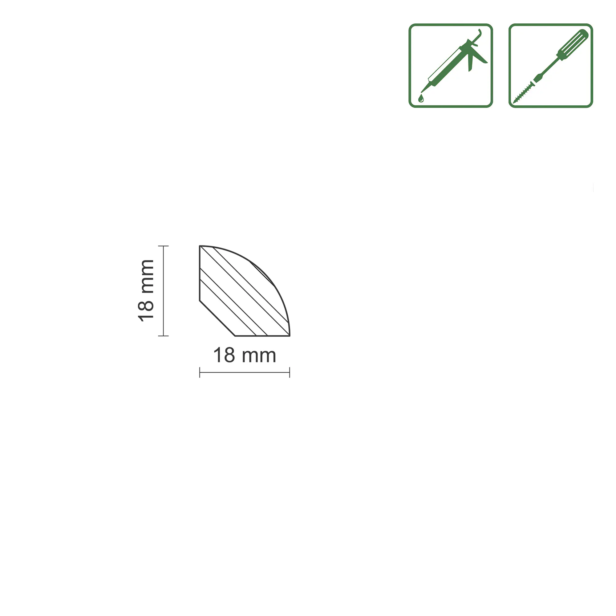 FN Neuhofer Viertelrundstab 240 cm,18 x 18 mm