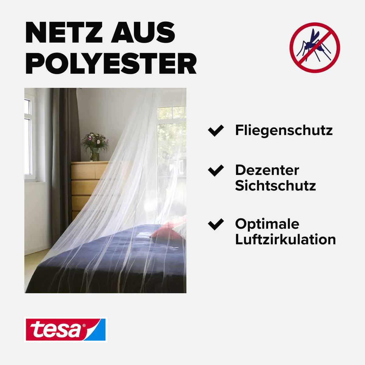 tesa Moskitonetz Comfort 2,5 x 12,5 m weiß