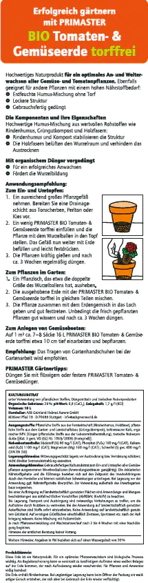 Primaster Bio Tomaten- & Gemüseerde 16 L torffrei Primaster Bio Tomaten- & Gemüseerde 16 L torffrei