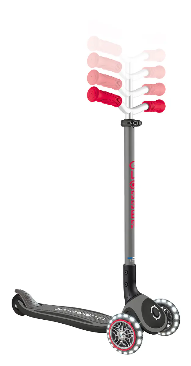 Globber Scooter für Kinder mit Leuchtrollen Master Lights schwarz/rot