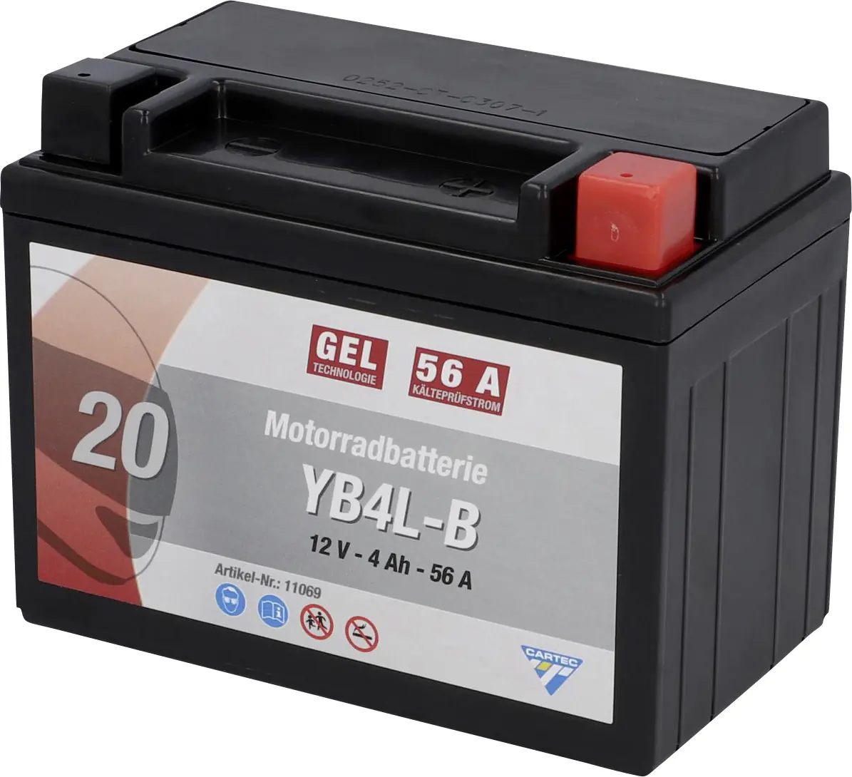 Cartec Gel Motorradbatterie YB4L-B 4Ah 120A