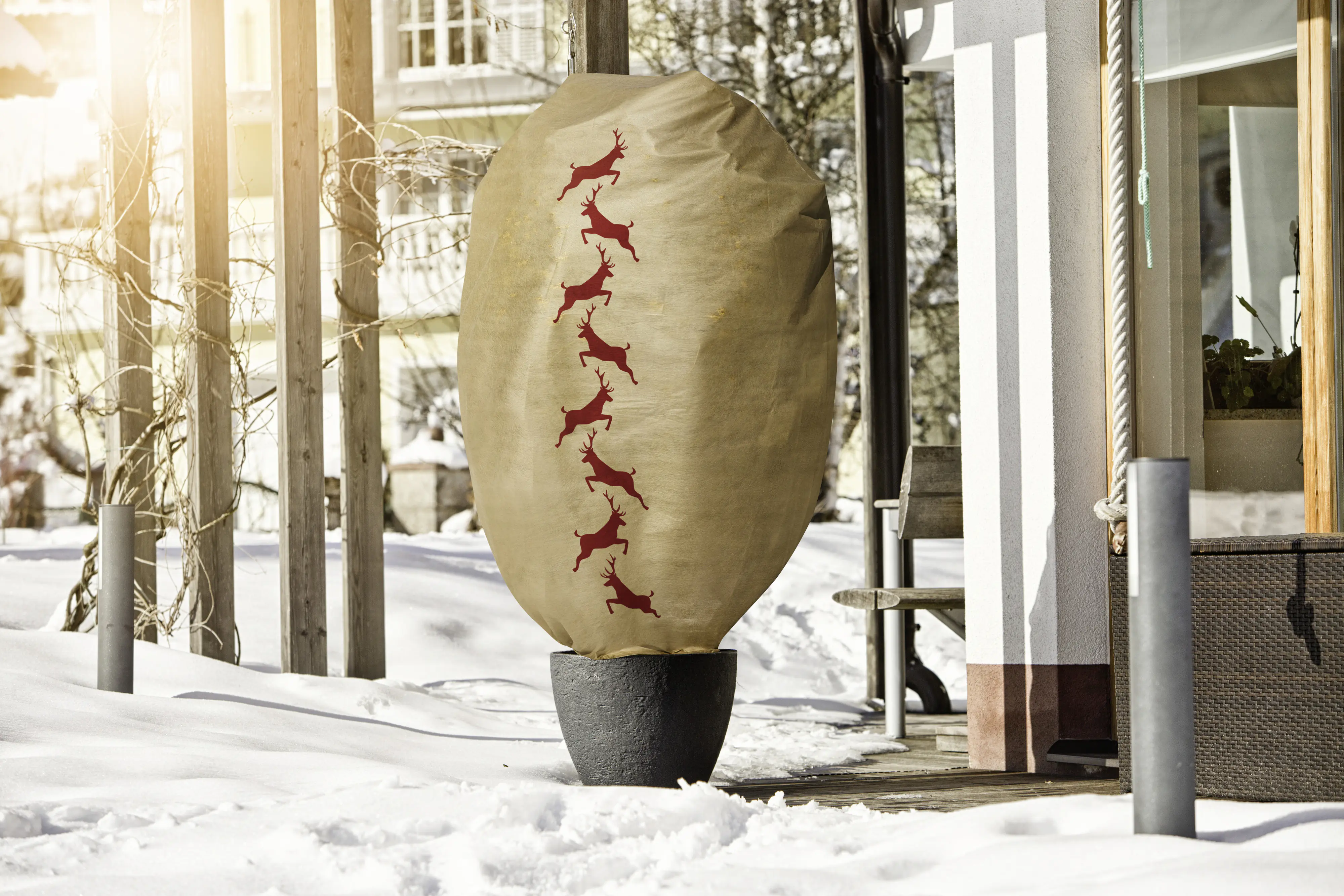 Windhager Deko-Haube Protect XXL 1,4 x 2 m, beige mit Hirschmotiv
