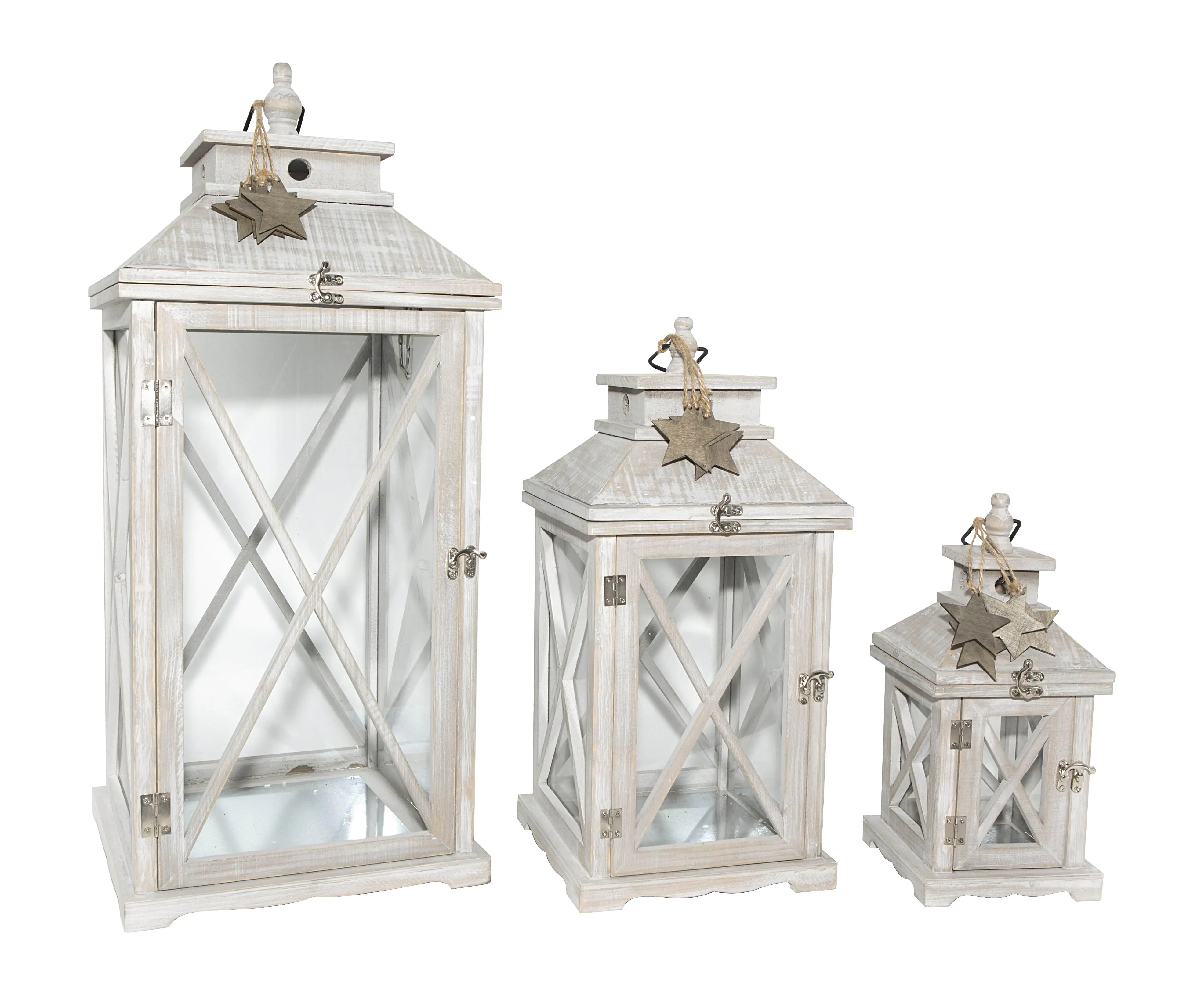 TrendLine Holzlaterne 49 x 22 x 22 cm grau