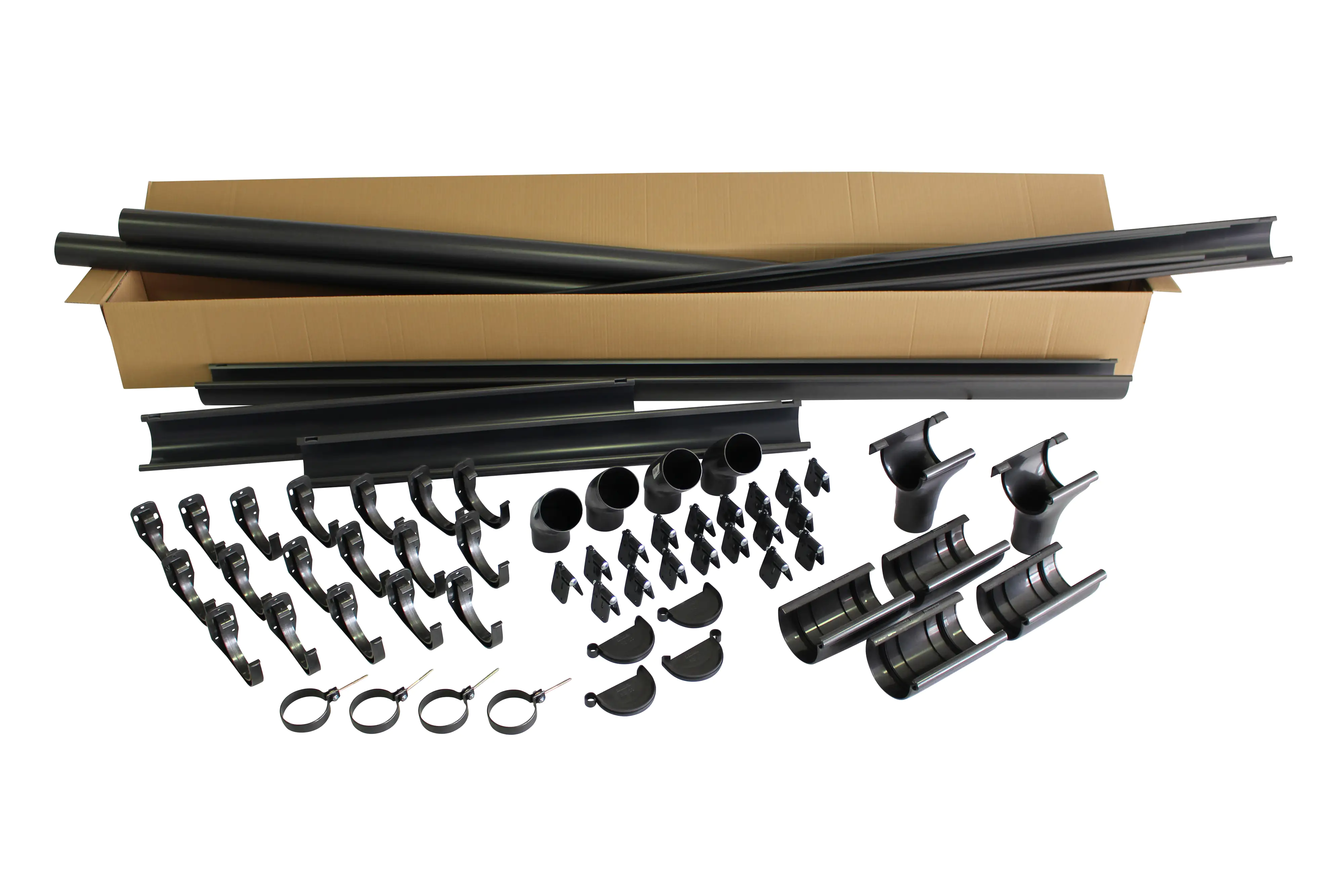 Marley Dachrinnen-Komplettset RG 75 für Block- und Gartenhäuser bis 5 m anthrazit-met. Marley Dachrinnen-Komplettset RG 75 für Block- und Gartenhäuser bis 5 m anthrazit-met.