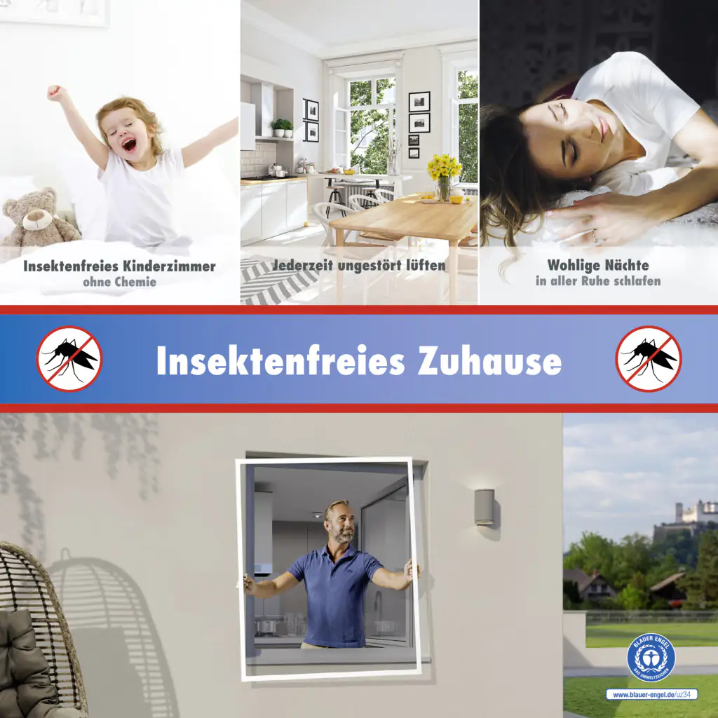 TrendLine Fliegenschutz-Fenster 120 x 150 cm schwarz/weiß kürzbar