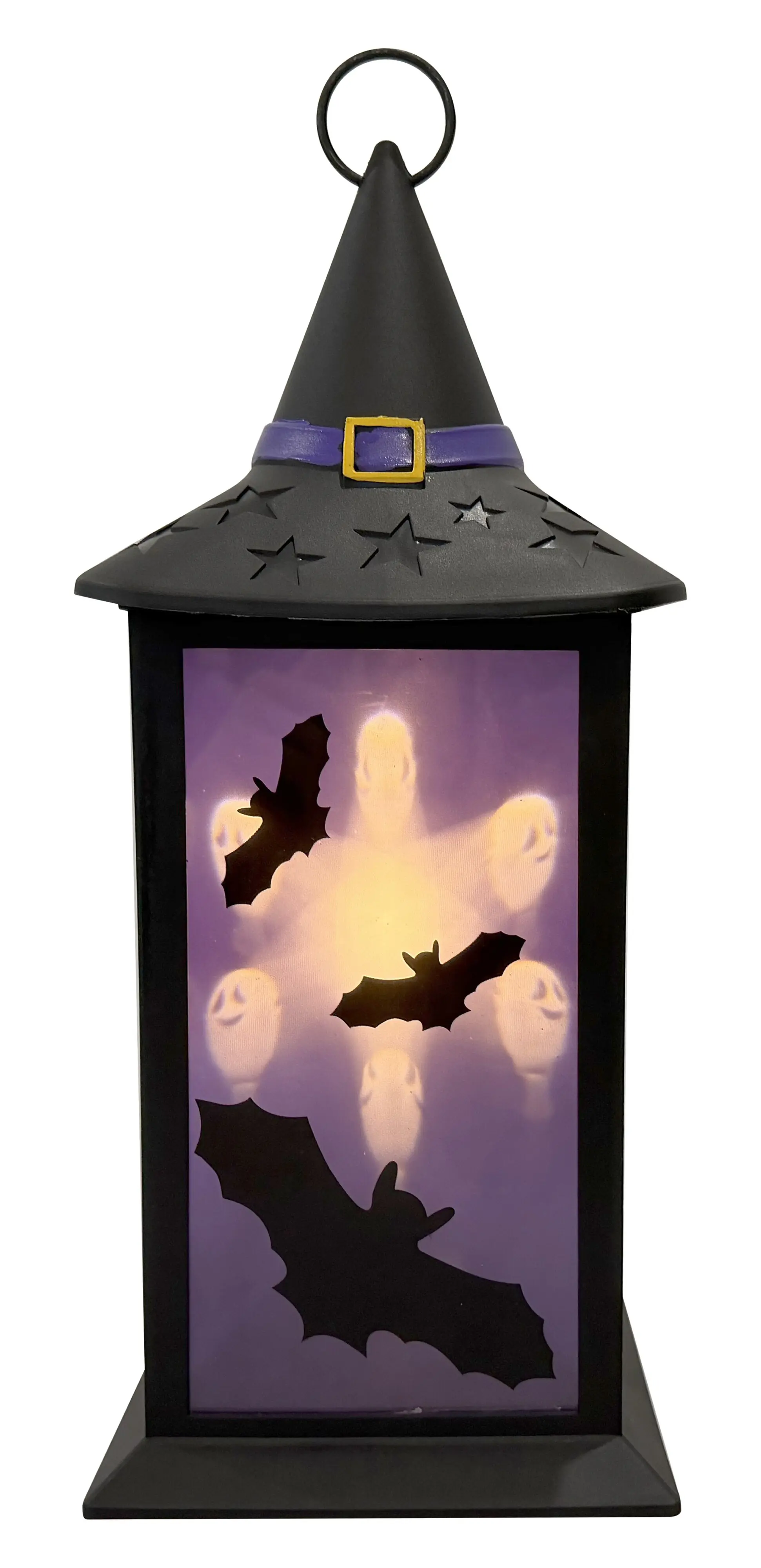 TrendLine LED Laterne 32 cm batteriebetrieben warmweiß schwarz-lila