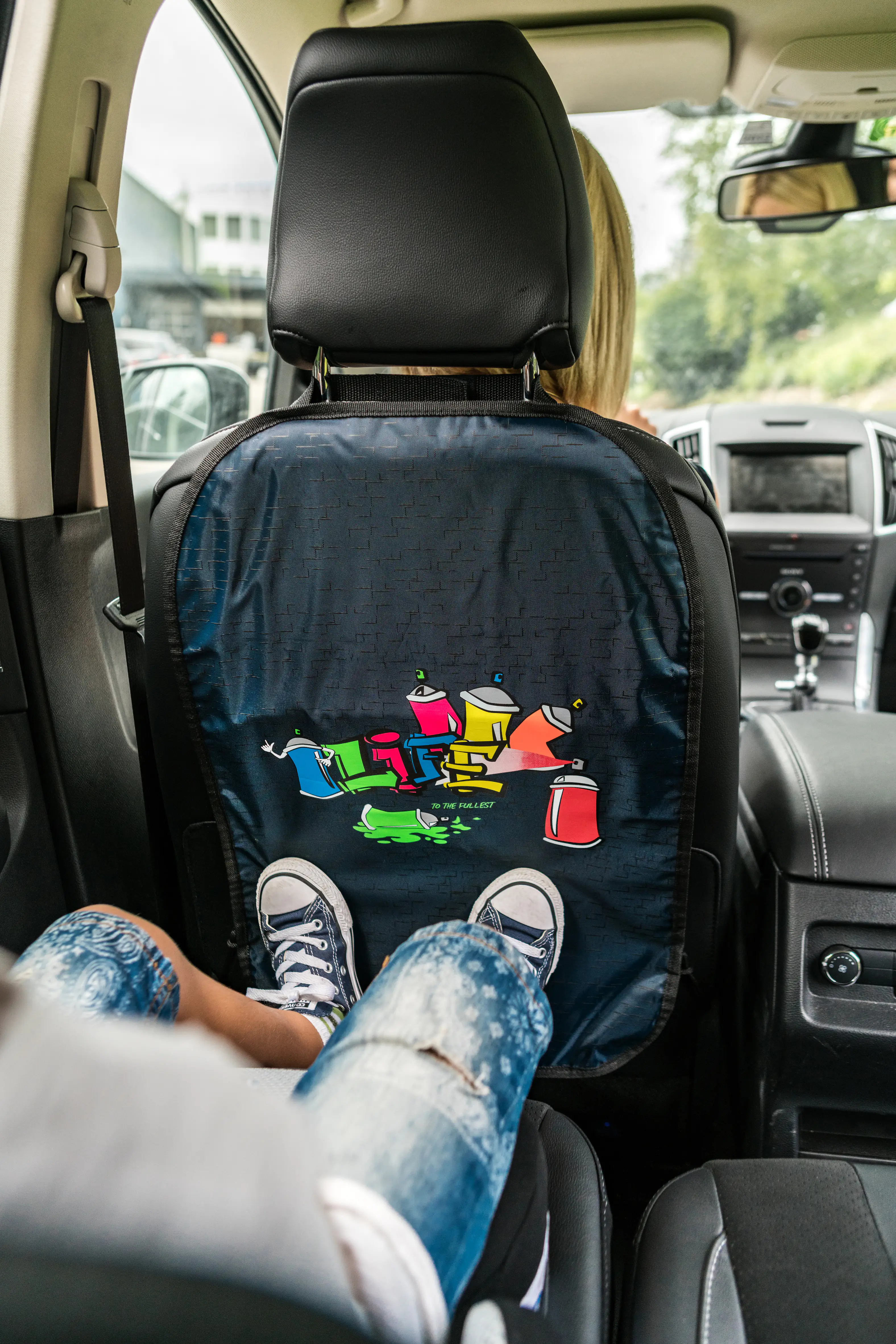 Walser Autositz Rückenlehnenschutz Graffiti blau 1-teilig