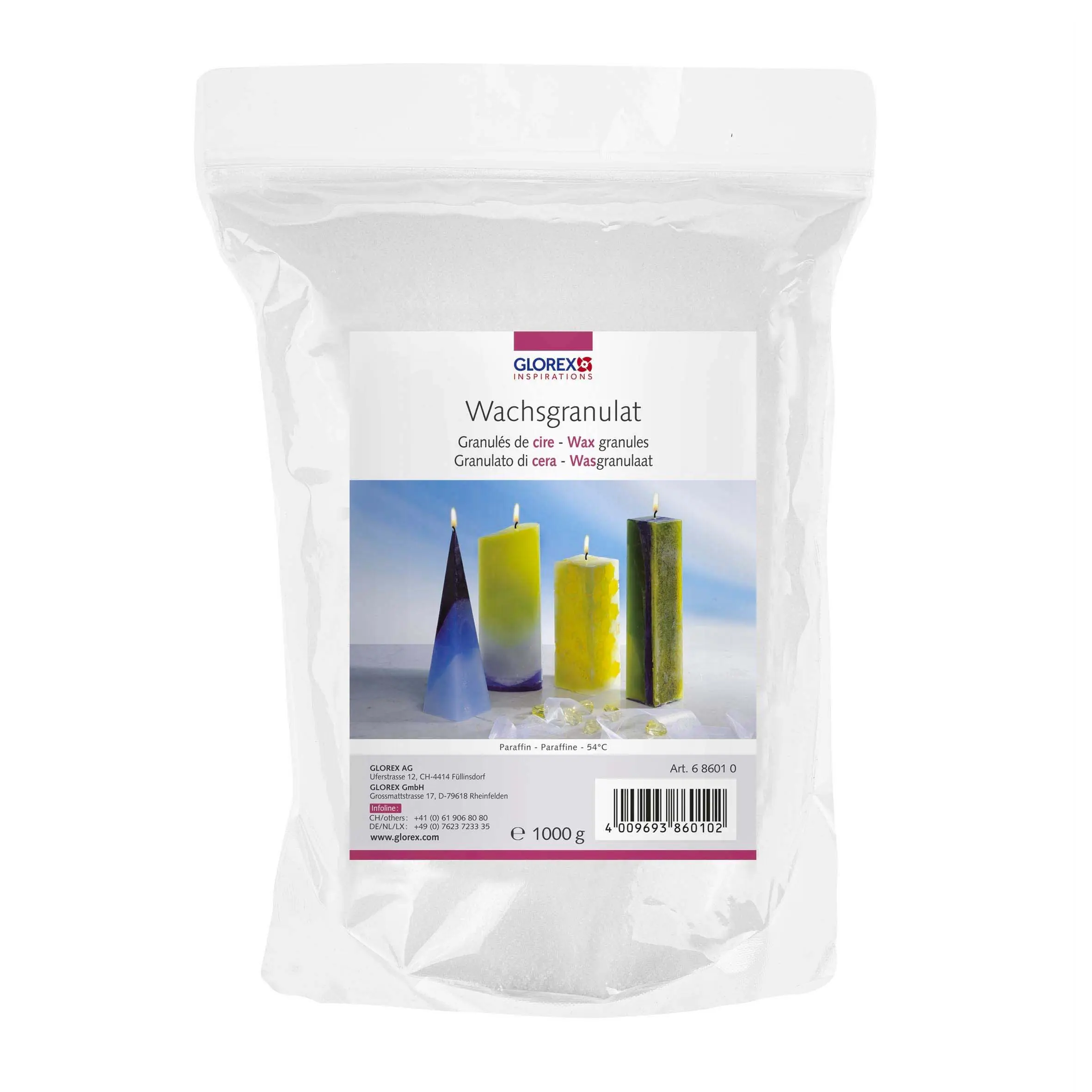 Glorex Wachsgranulat Paraffinbasis in Pulverform 1 kg