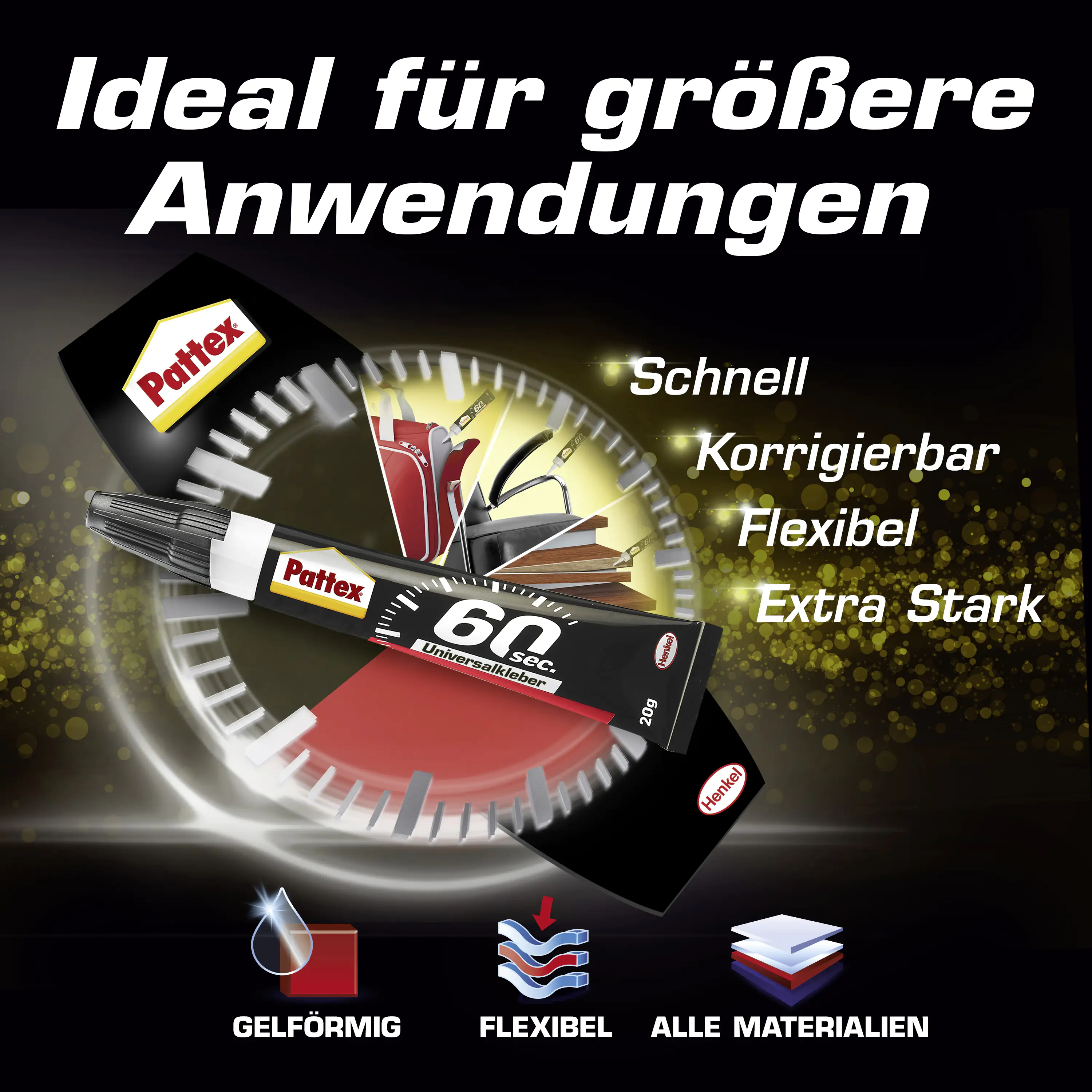 Pattex 60sec. Universalkleber 20 g Tube, klar & farblos