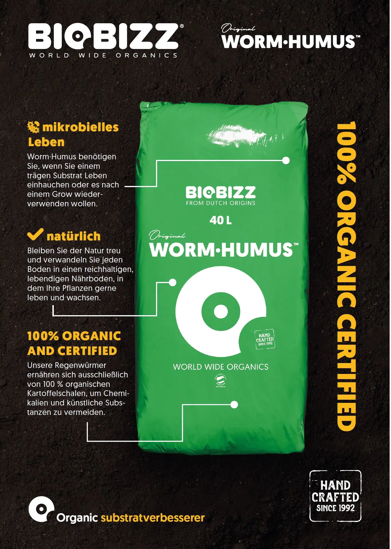 BioBizz Blumeerde Wurmhumus 40 Liter torffrei BioBizz Blumeerde Wurmhumus 40 Liter torffrei