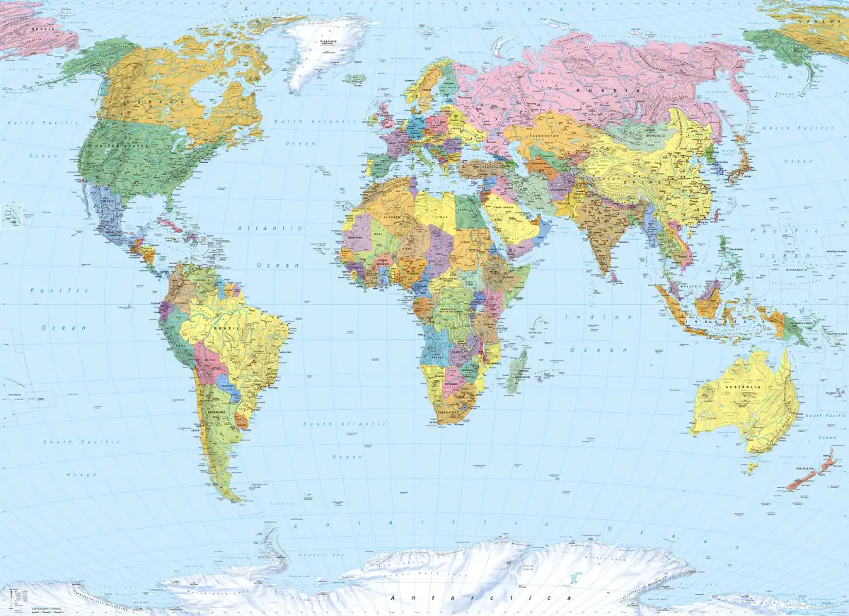 4036834040505 Komar Fototapete World Map 254 x 184 cm