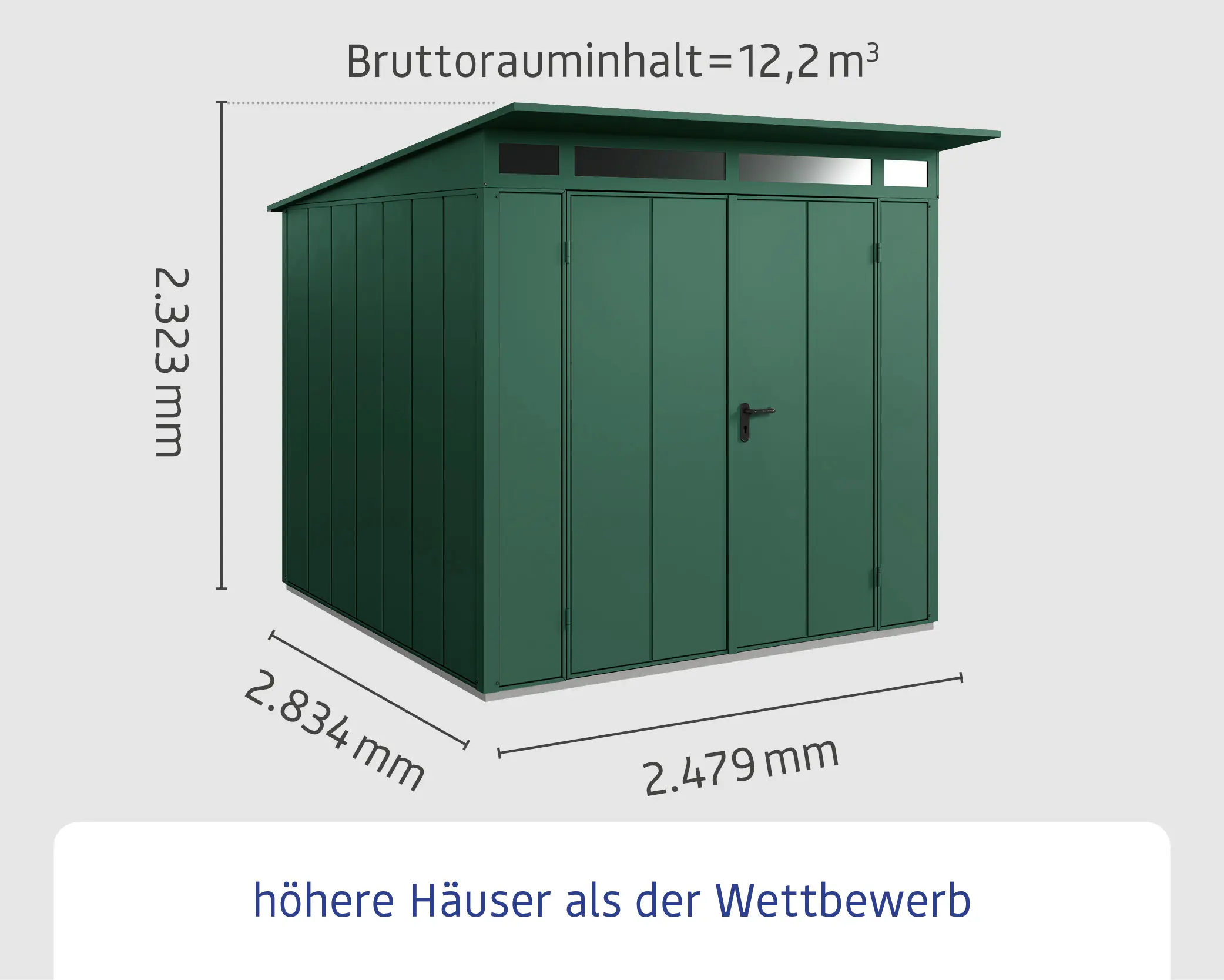 EcoStar Gerätehaus Elegant-P Typ 2 moosgrün 247,9 x 283,4 x 232,3 cm