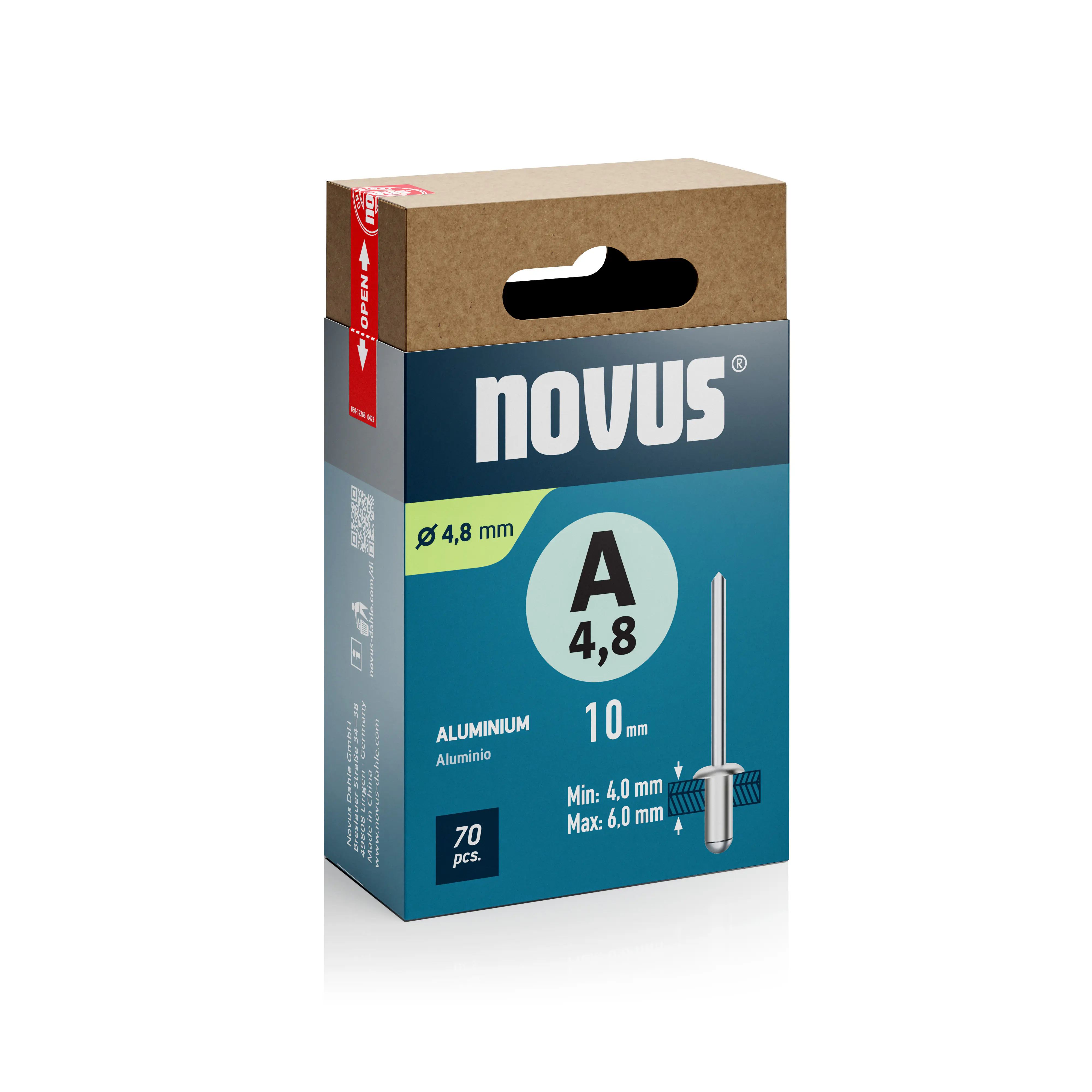 Novus Blindnieten Typ A 5 x 10 mm Aluminium 70 Stück