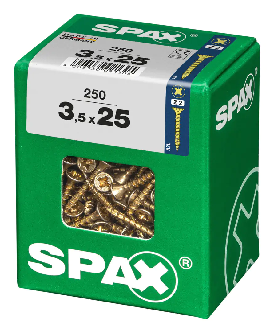 Spax Universalschrauben 3.5 x 25 mm PZ 2 - 250 Stk. Spax Universalschrauben 3.5 x 25 mm PZ 2 - 250 Stk.