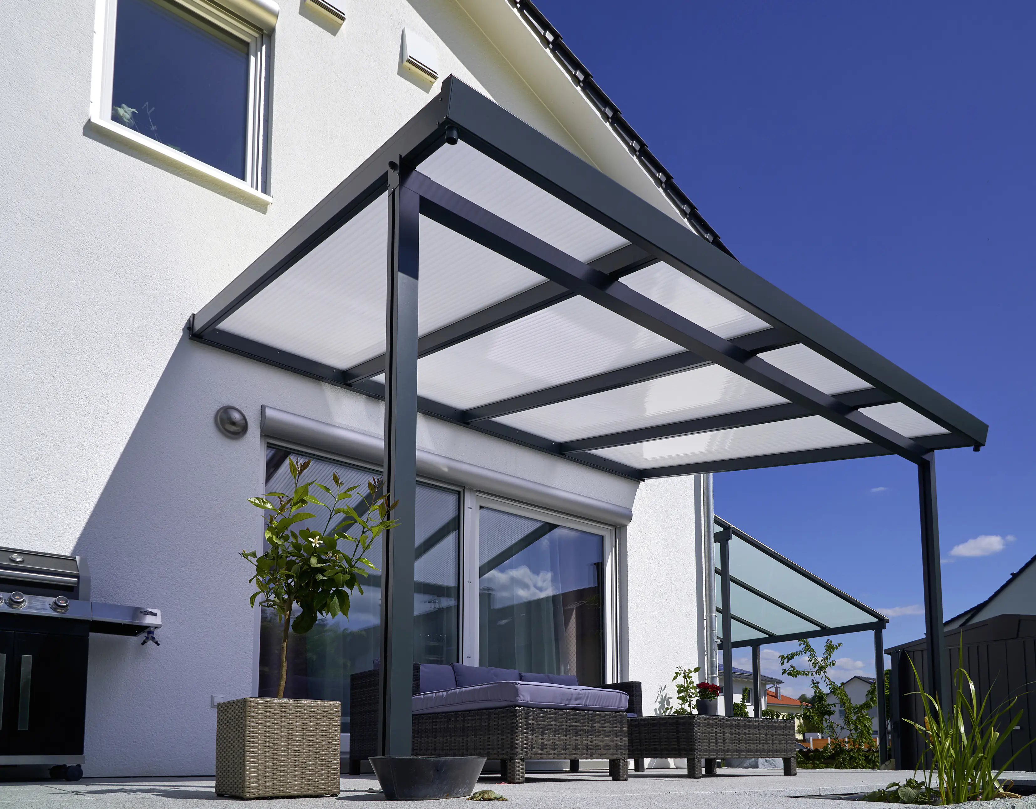 Gutta Premium Terrassendach 410,2 x 306 cm anthrazit Klima blue 16 mm