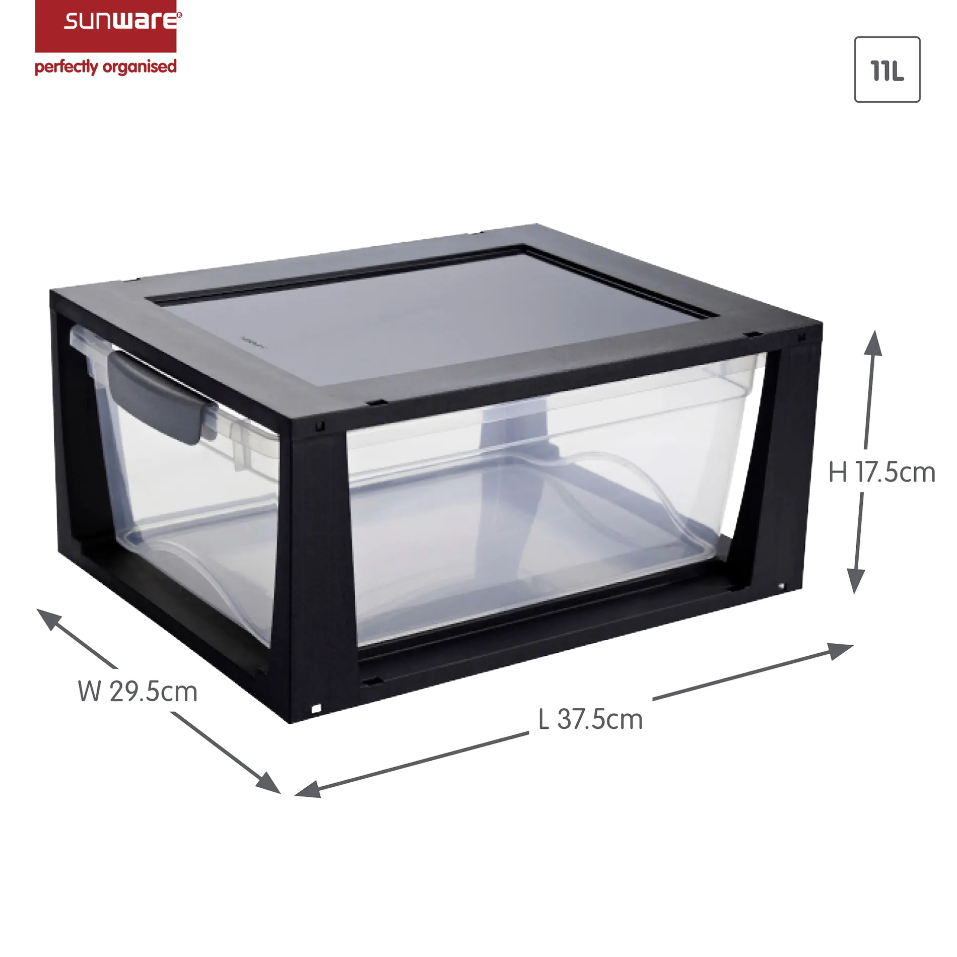 Sunware Omega Drawer unit 11L transparent schwarz Sunware Omega Drawer unit 11L transparent schwarz