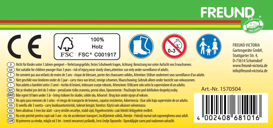 Freund Victoria Kinderrandschaufel 75 cm Stiel