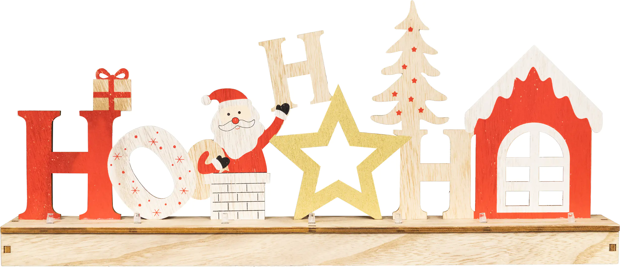 4333692377492 TrendLine LED Holzsilhouette Hohoho 45 x 20 cm warmweiß mit Timer
