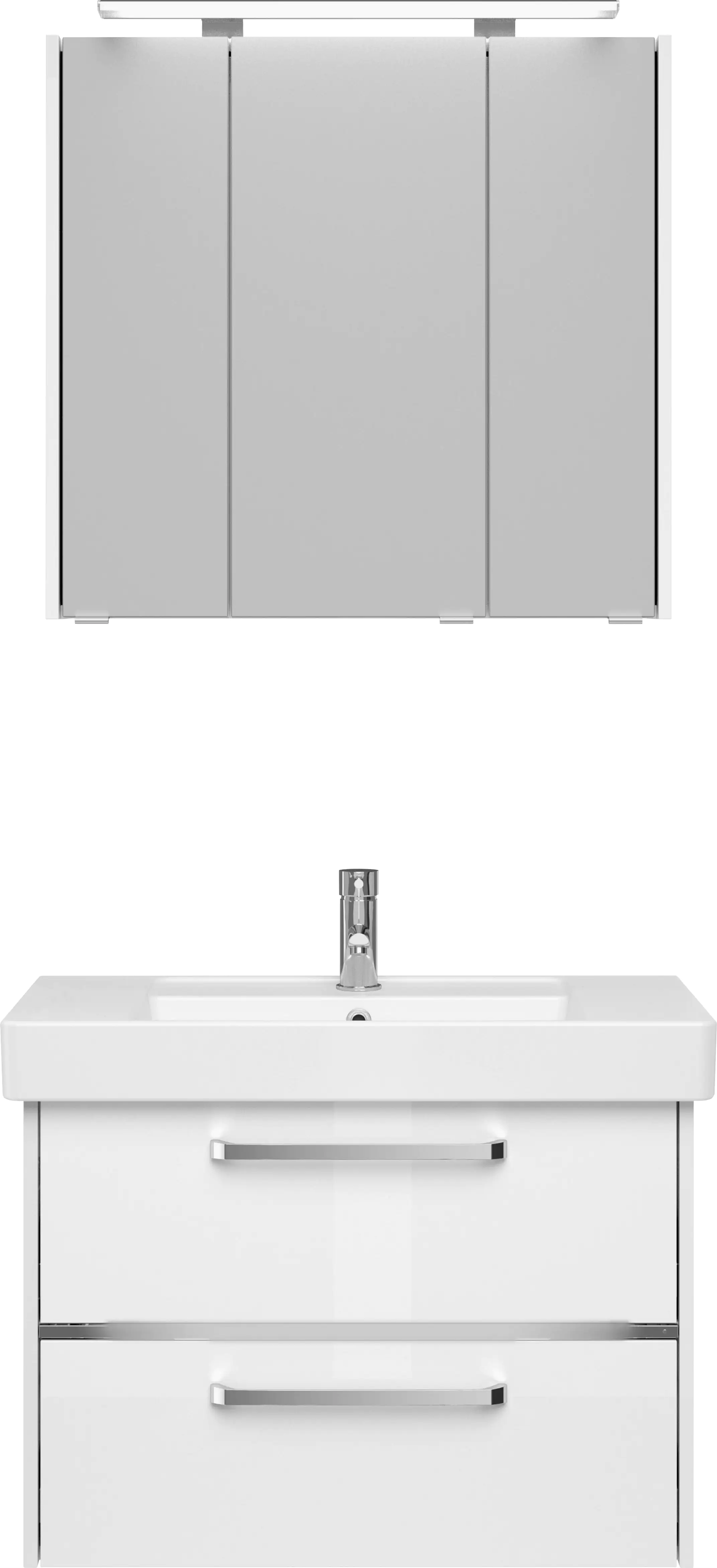 4017026109446_2505535 Primaster Badmöbel-Set Berlin weiß 80 cm LED-Leuchten, Keramikwaschtisch