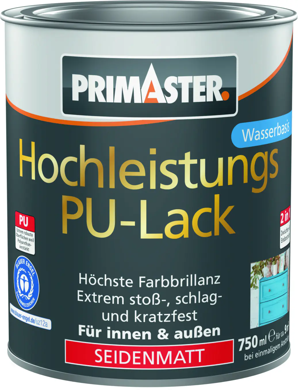 Primaster Hochleistungs PU-Lack cremeweiß seidenmatt 750 ml