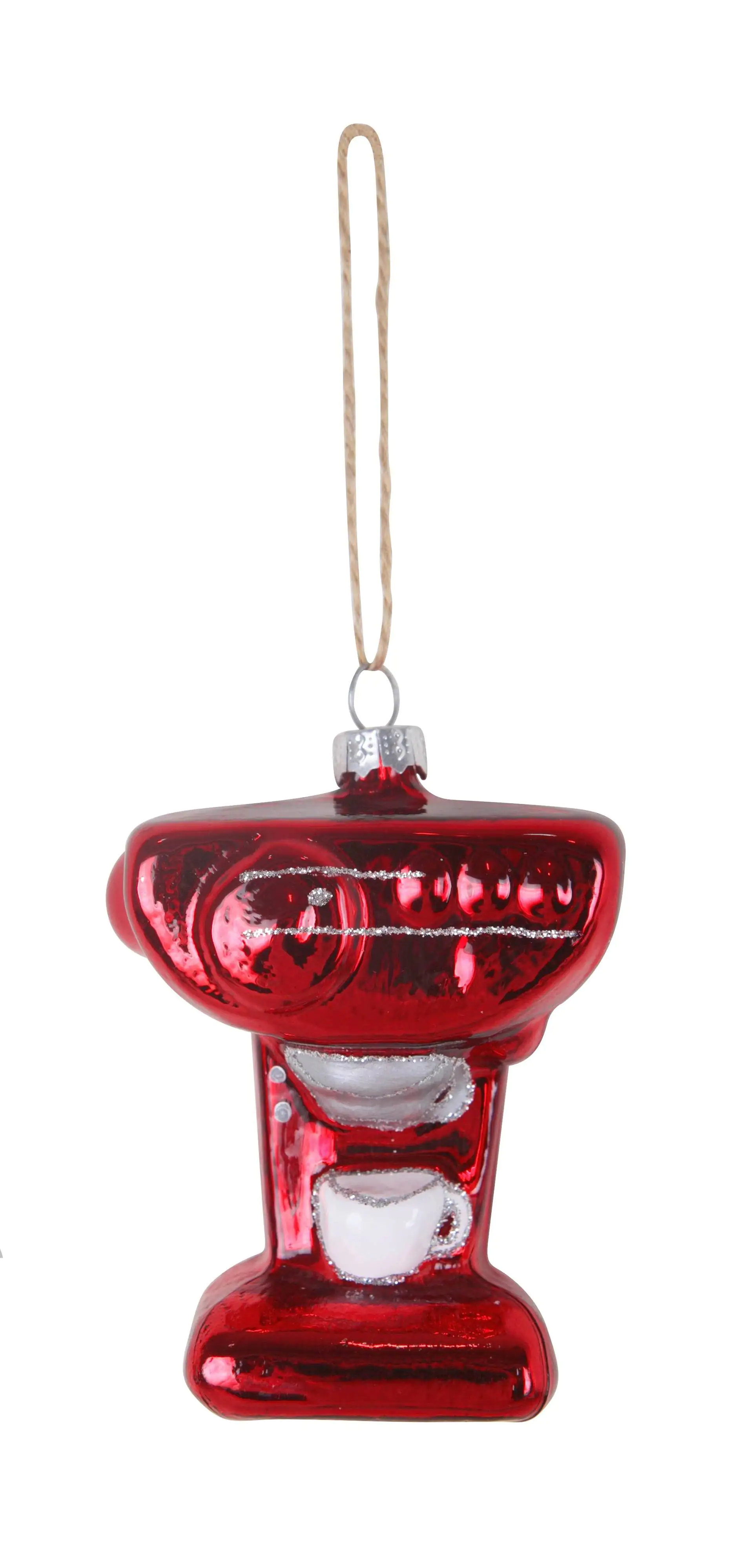 TrendLine Weihnachtskugel aus Glas Kaffeemaschine 9,5 x 7 cm rot-weiß TrendLine Weihnachtskugel aus Glas Kaffeemaschine 9,5 x 7 cm rot-weiß