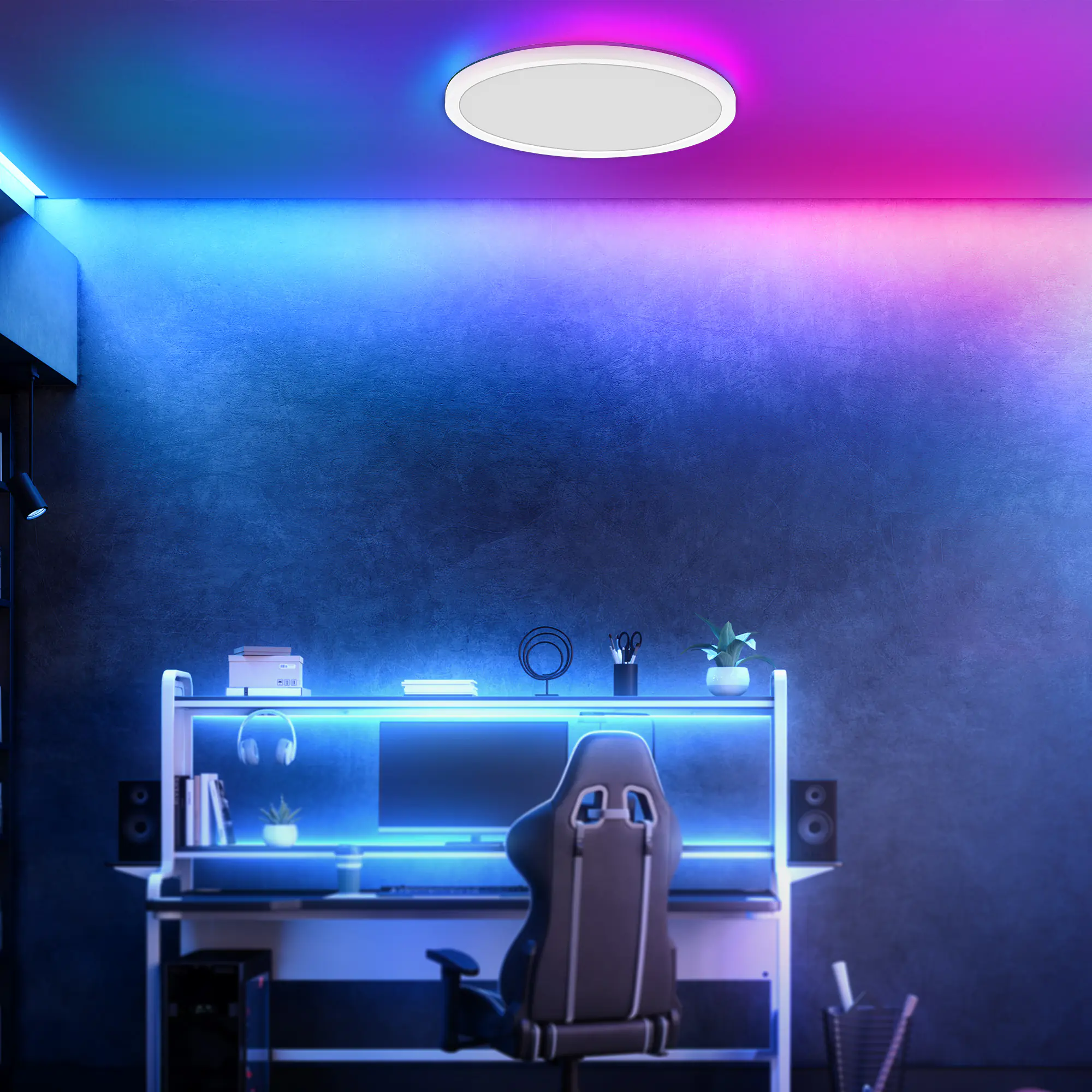 Briloner LED-Panelleuchte Slim Ø 29 cm weiß dimmbar RGB