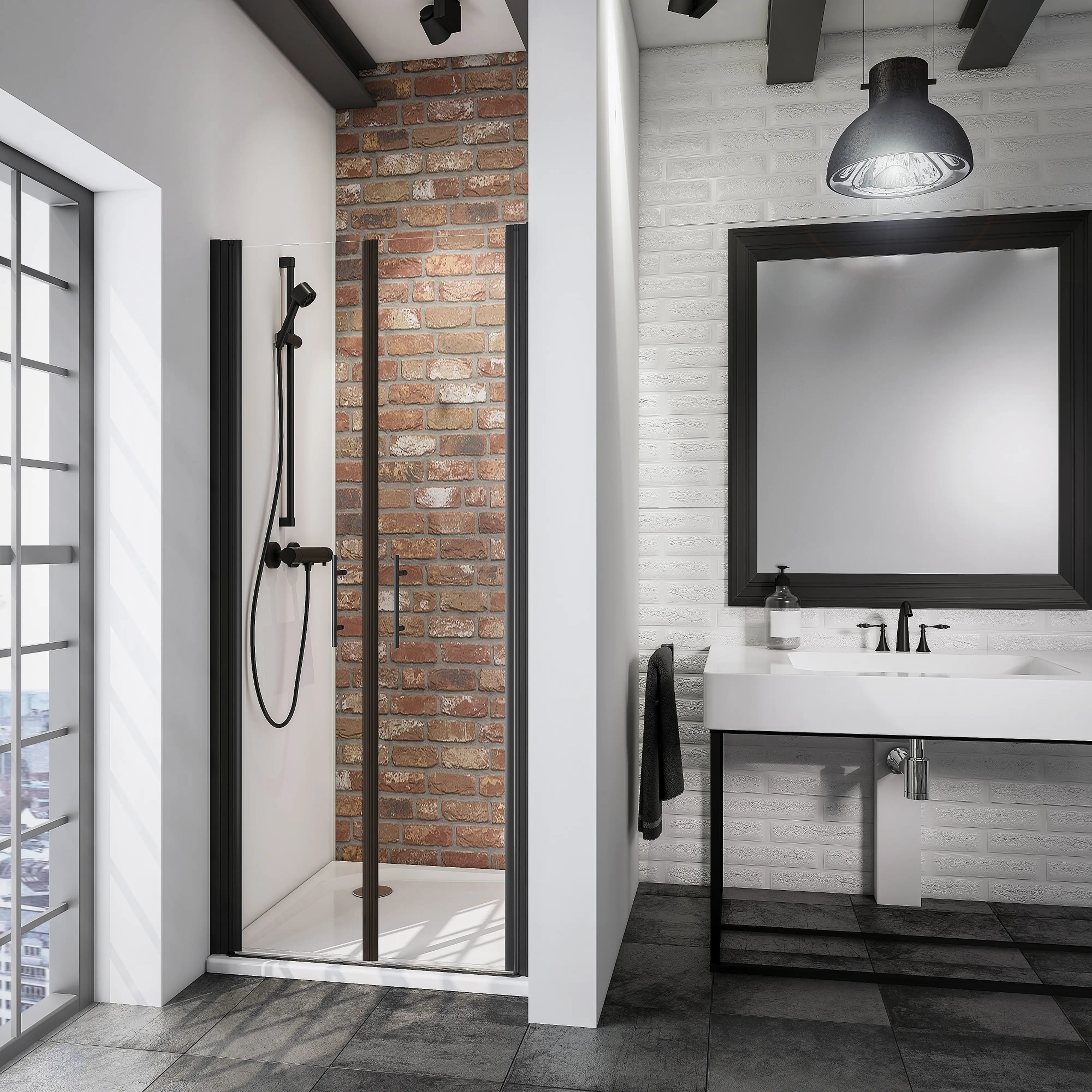 Schulte Pendeltür in Nische Alexa Style 2.0 90 x 192 cm mattschwarz Schulte Pendeltür in Nische Alexa Style 2.0 90 x 192 cm mattschwarz