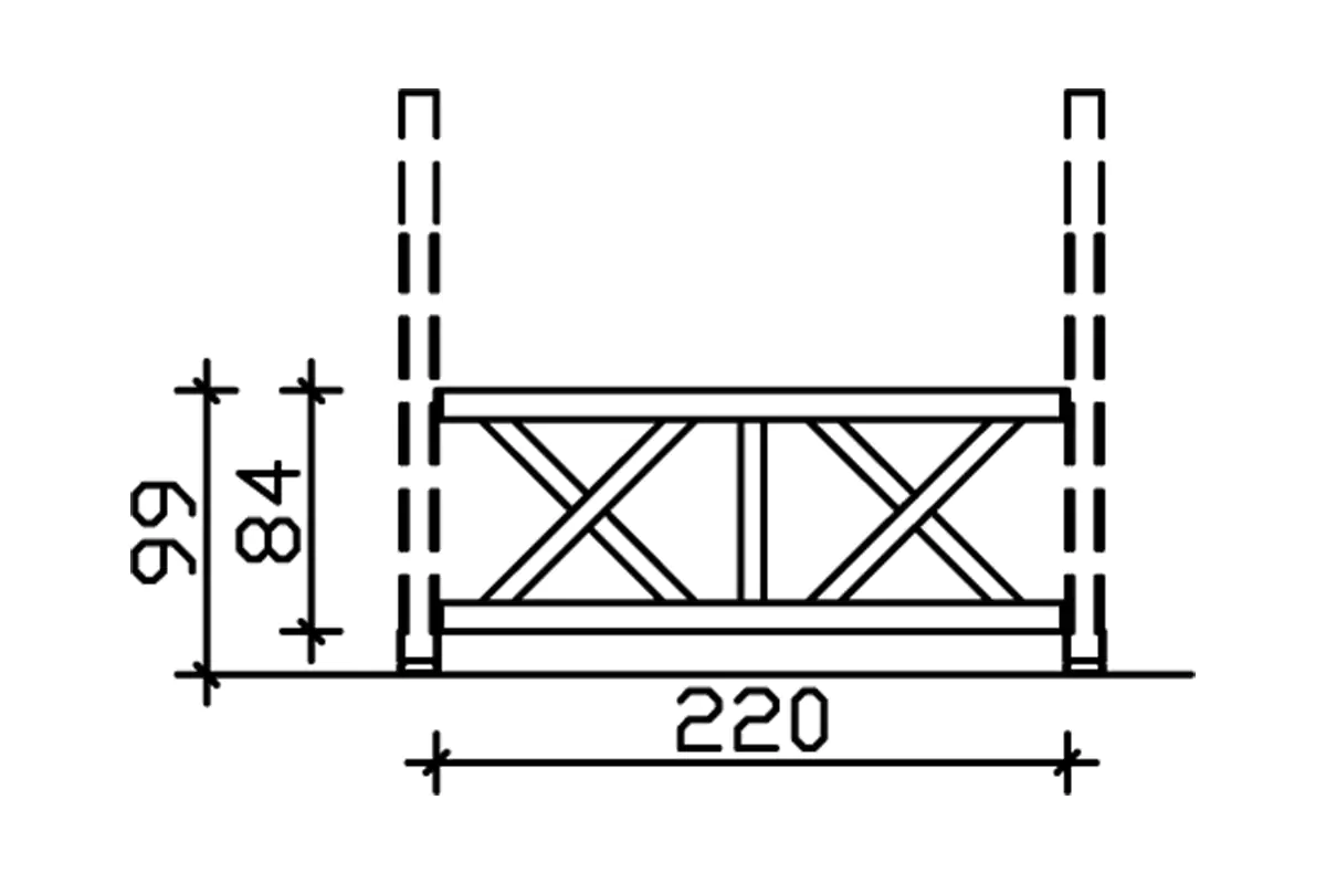 SKAN HOLZ Brüstung Andreaskreuz  220 x 84 cm, Douglasie, natur