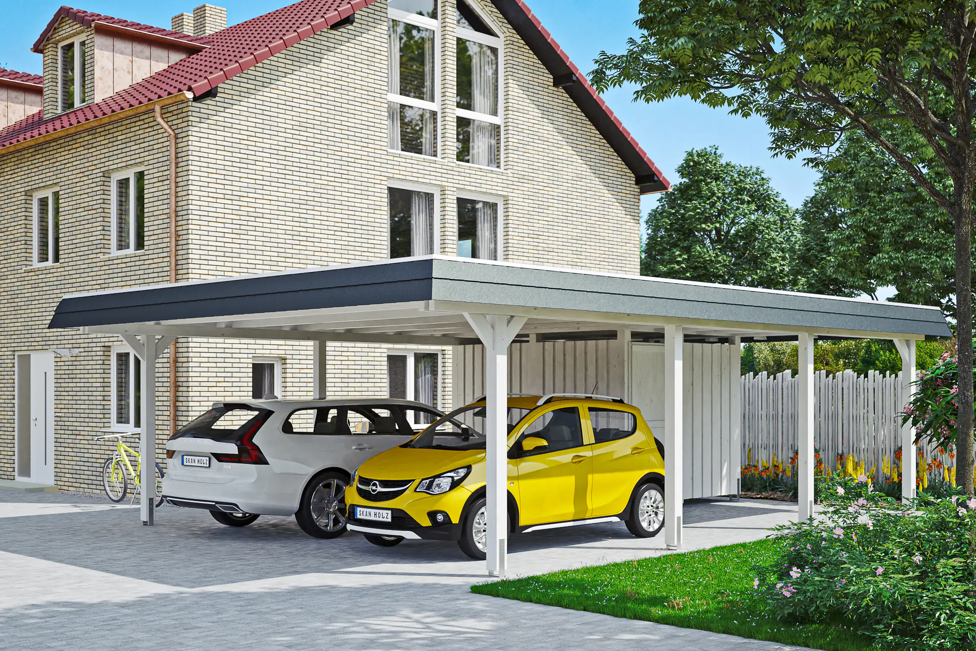 SKAN HOLZ Carport Wendland mit Abstellraum 630 x 879 cm mit EPDM-Dach