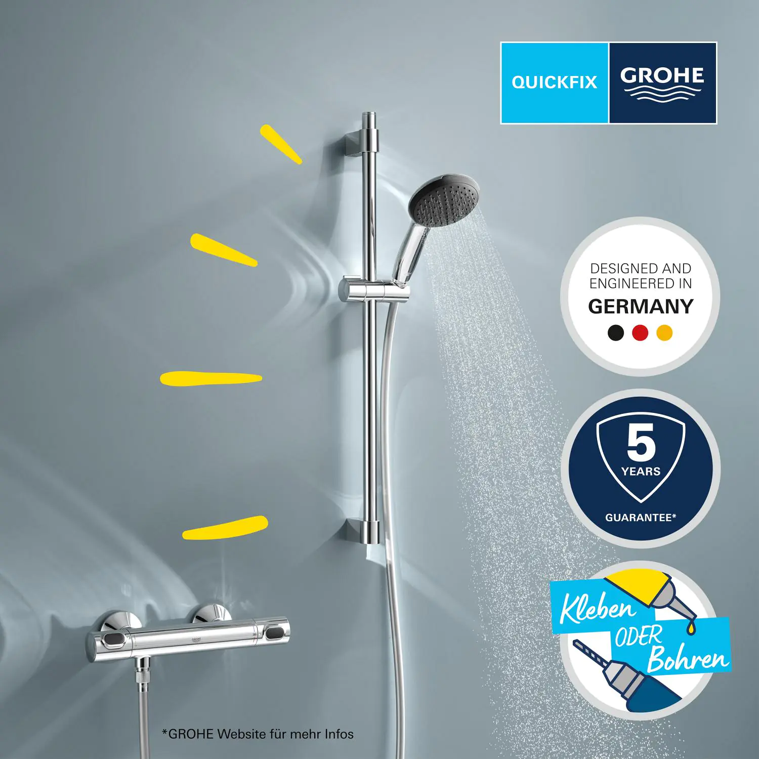 Grohe Precision Flow Thermostatarmatur mit Brausegarnitur chrom 1 Strahlart