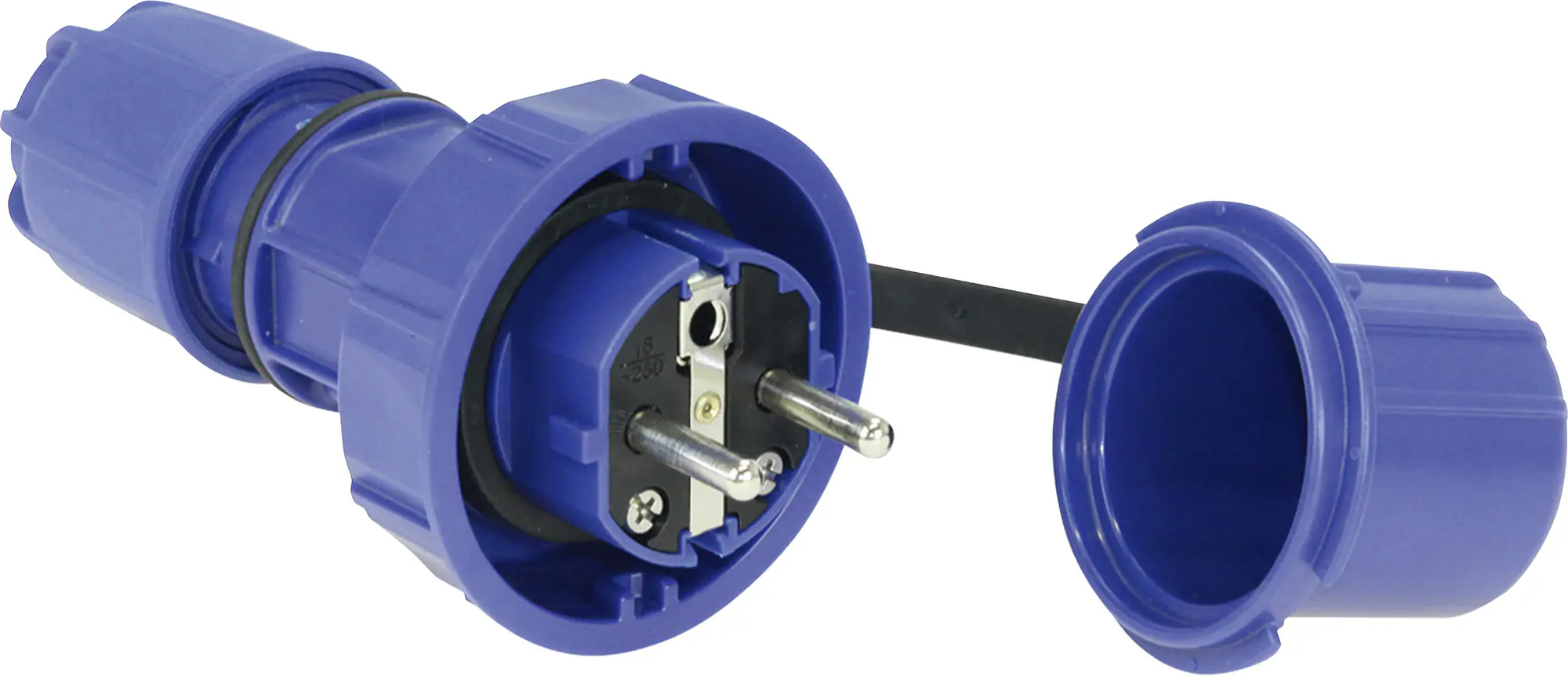 Schutzkontakt-Stecker druckwasserdicht blau, IP 66