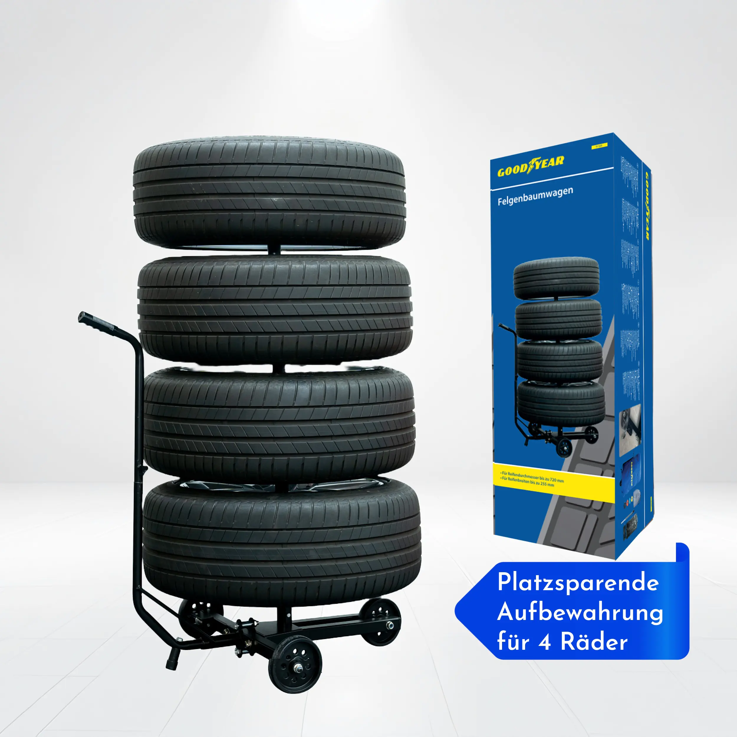 Goodyear Felgenbaumwagen bis Reifenbreite 255 mm inkl. Reifenschutzhülle Goodyear Felgenbaumwagen bis Reifenbreite 255 mm inkl. Reifenschutzhülle