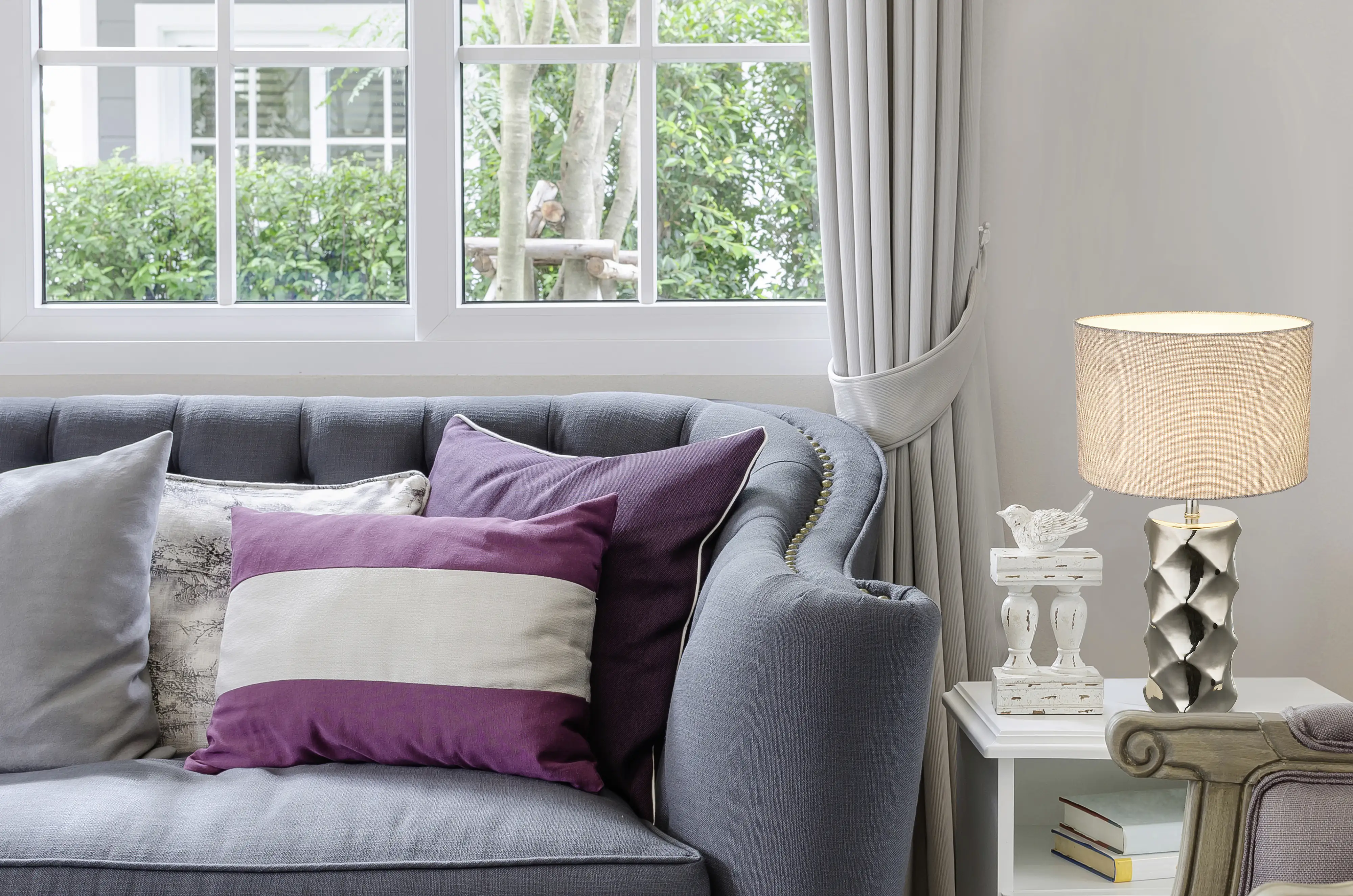 Globo Tischleuchte Tracey grau E27, grau, dimmbar