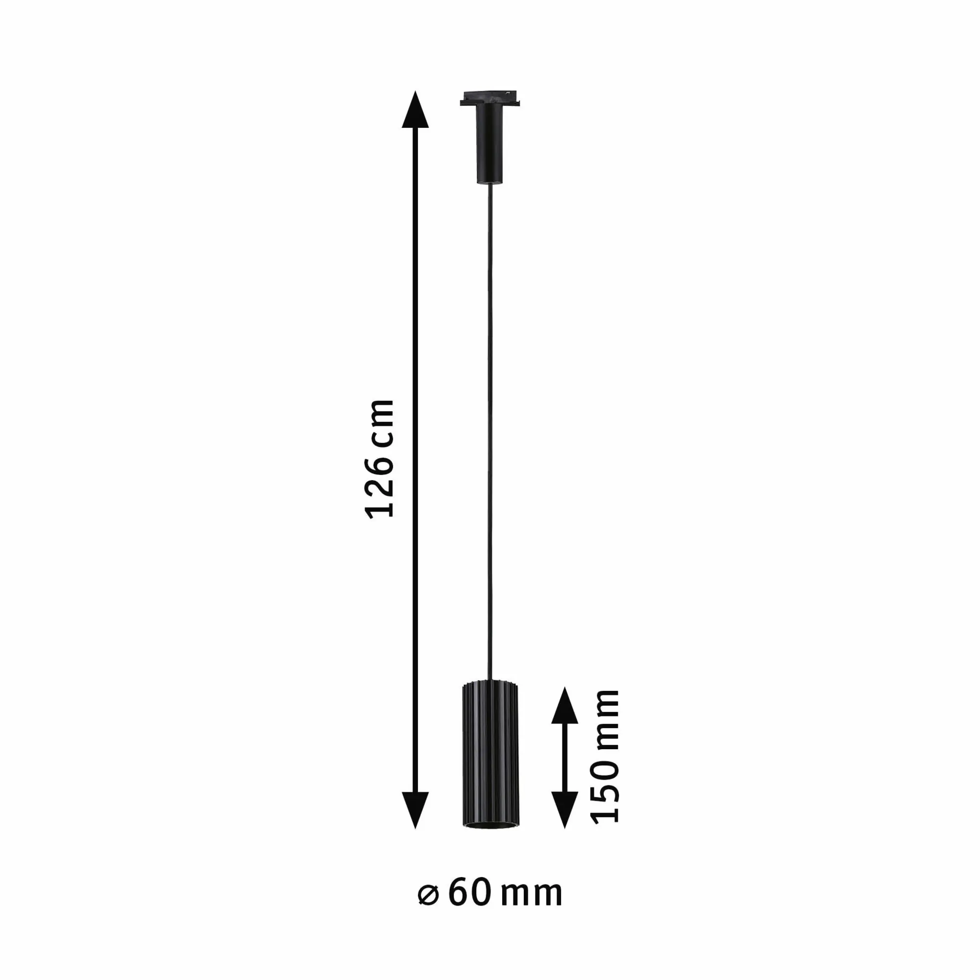 Paulmann URail Pendelleuchte Lirena Ø 6 x 126 cm schwarz matt dimmbar