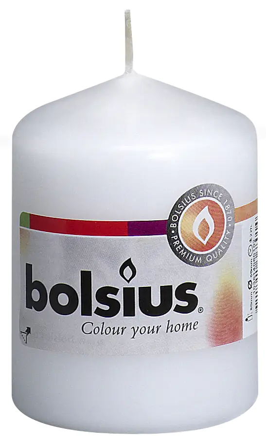 8711711368014 Bolsius Stumpenkerze weiß, Höhe 8 cm, Ø 5,8 cm