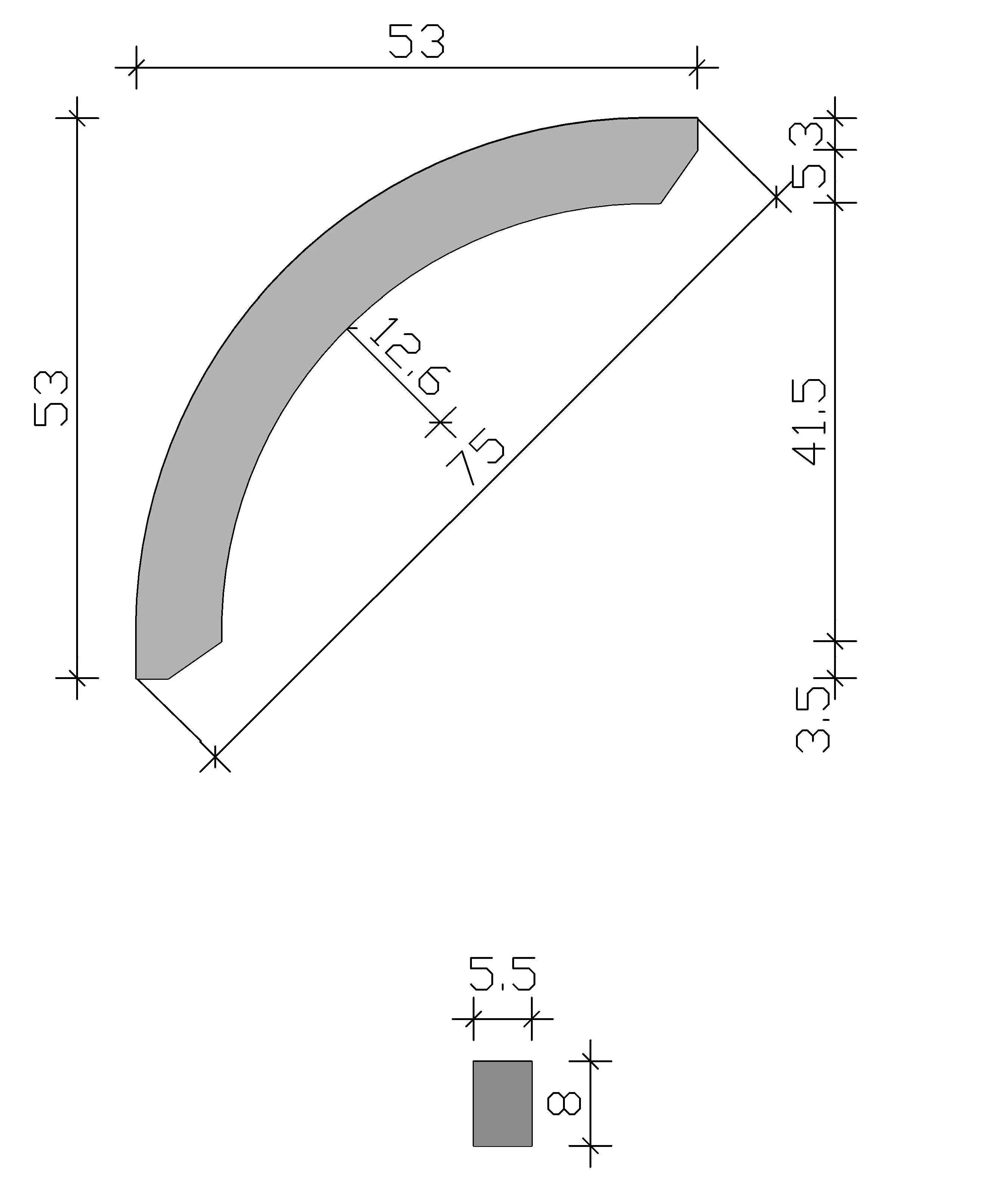 SKAN HOLZ Rundes Kopfband 8 x 5,5 x 75 cm, lasiert in Schiefergrau