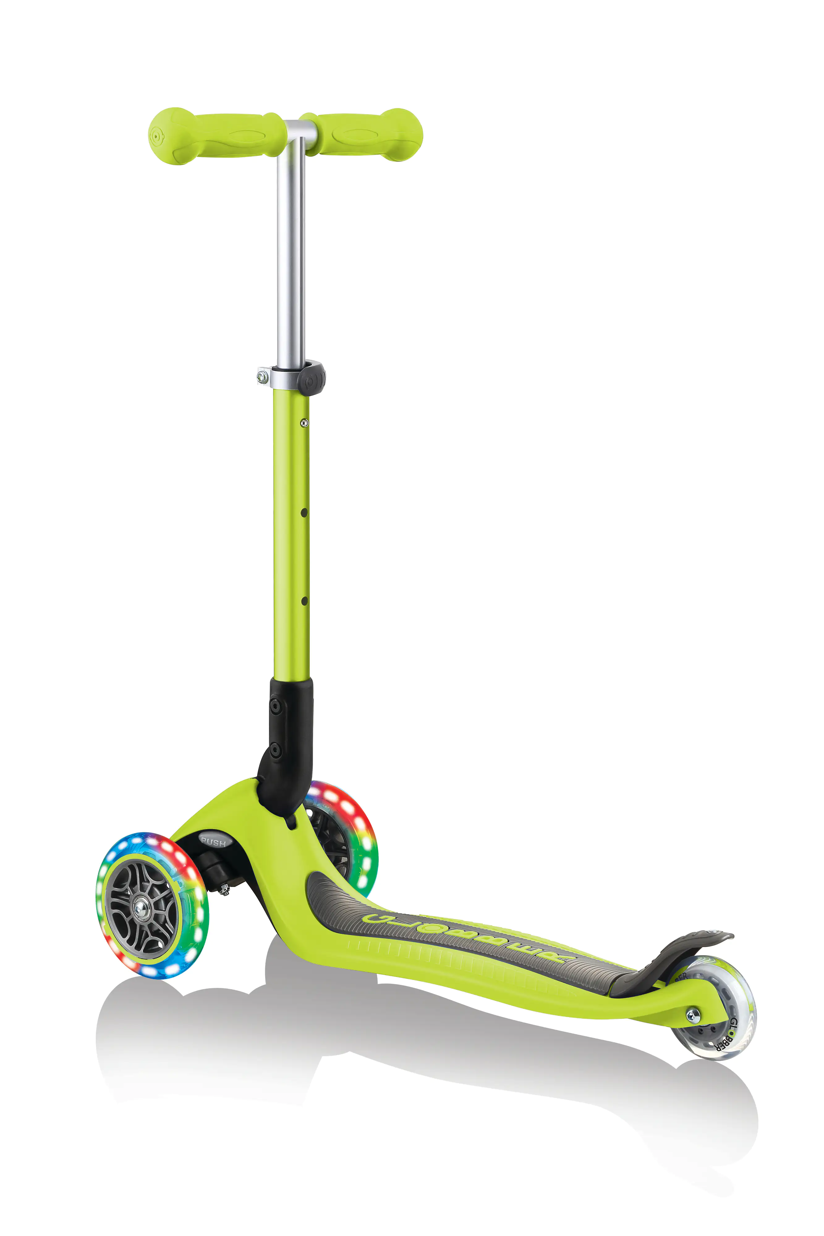 Globber Scooter Junior Foldable Lights limegrün mit Leuchtrollen