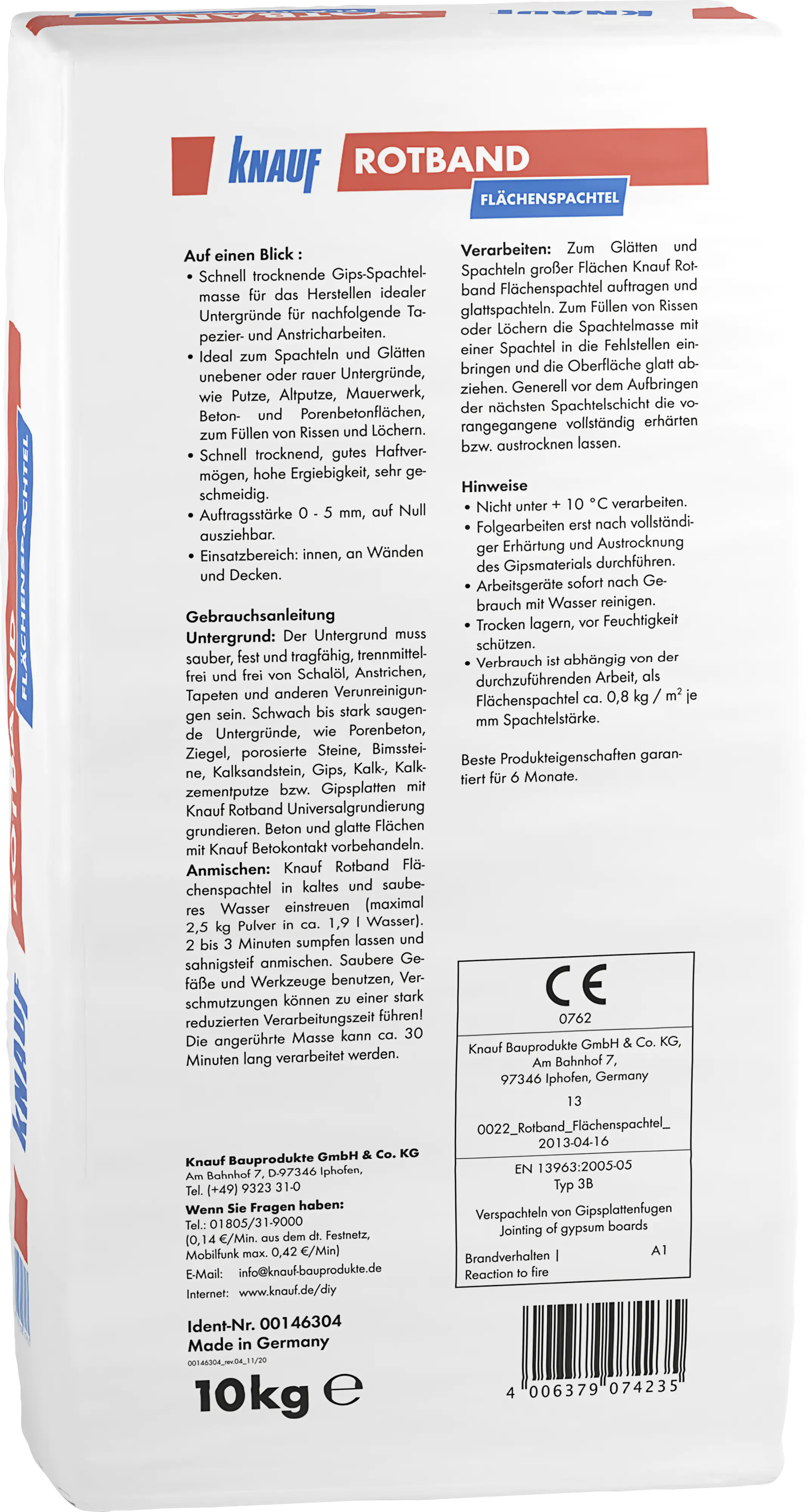 Knauf Rotband Flächenspachtel 10 kg Knauf Rotband Flächenspachtel 10 kg