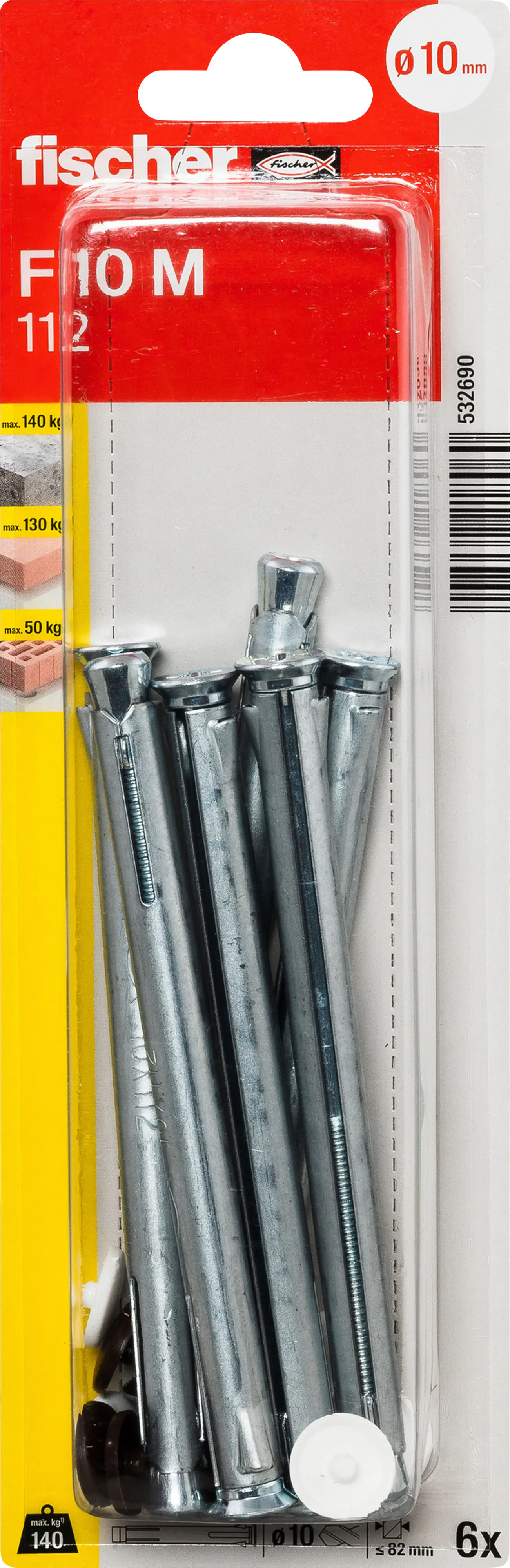 Fischer Fensterrahmendübel F 10 M 112 10 x 112 mm - 6 Stück