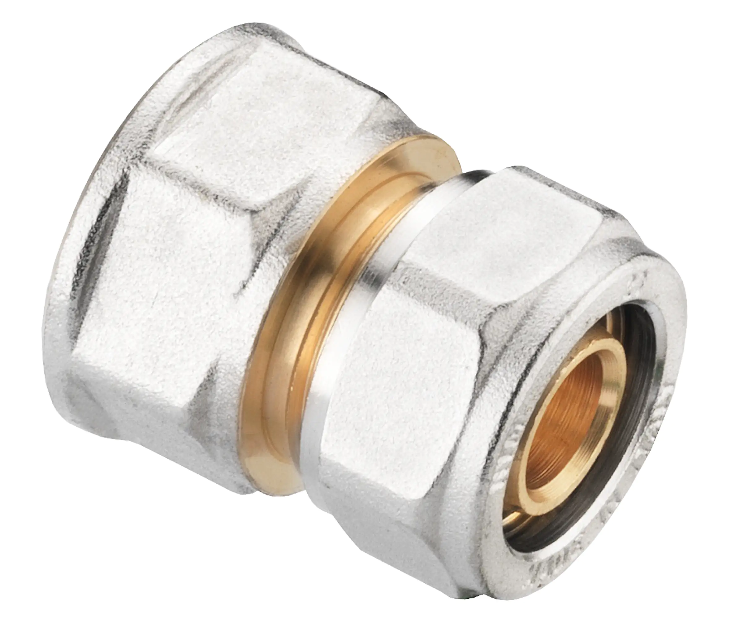 Cornat Schraub-Kupplung komplett ø 16 mm 1/2" IG Messing vernickelt