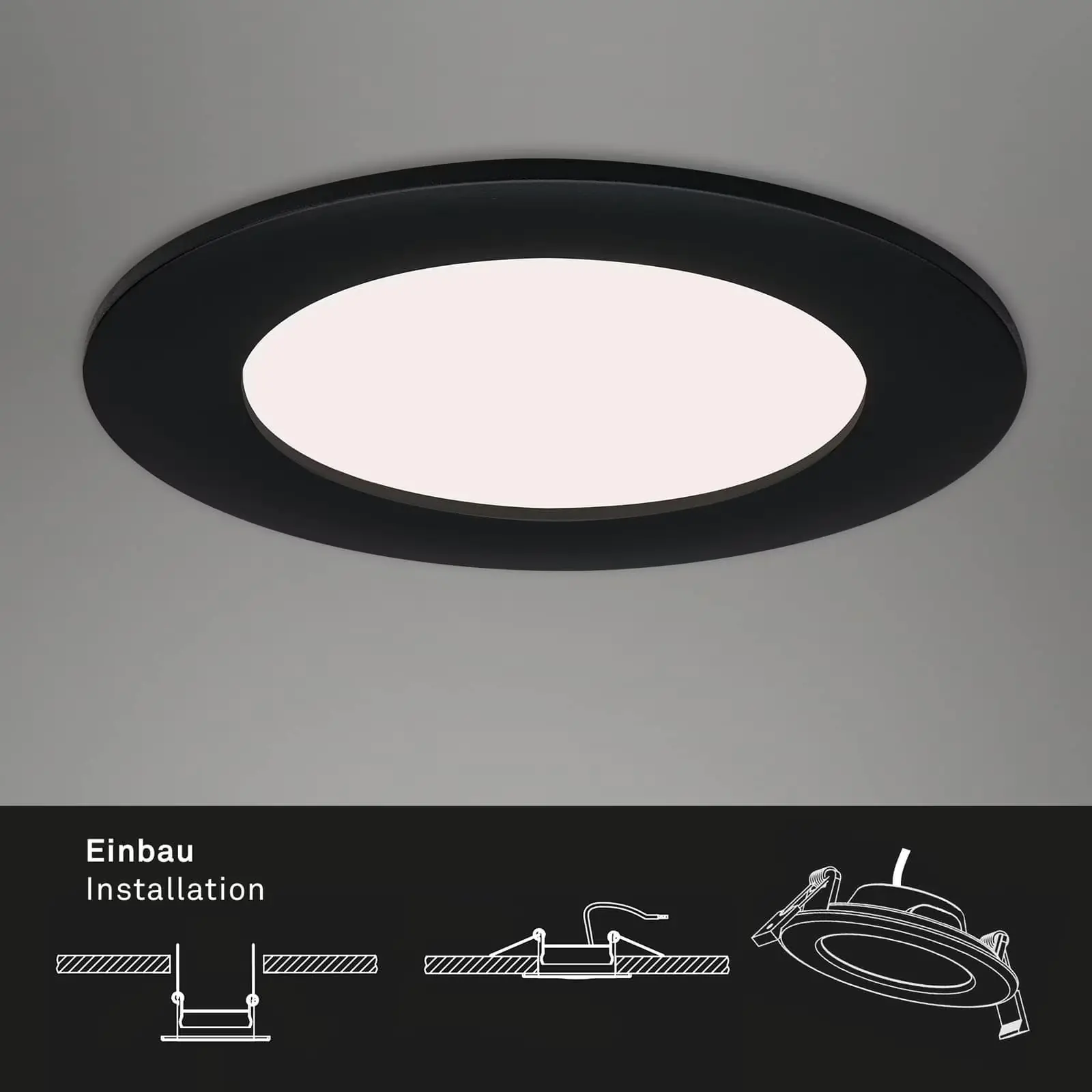 Di-Ka LED Einbauleuchte Flat-In 3er Set schwarz-matt Ø 12 cm 7 W Di-Ka LED Einbauleuchte Flat-In 3er Set schwarz-matt Ø 12 cm 7 W