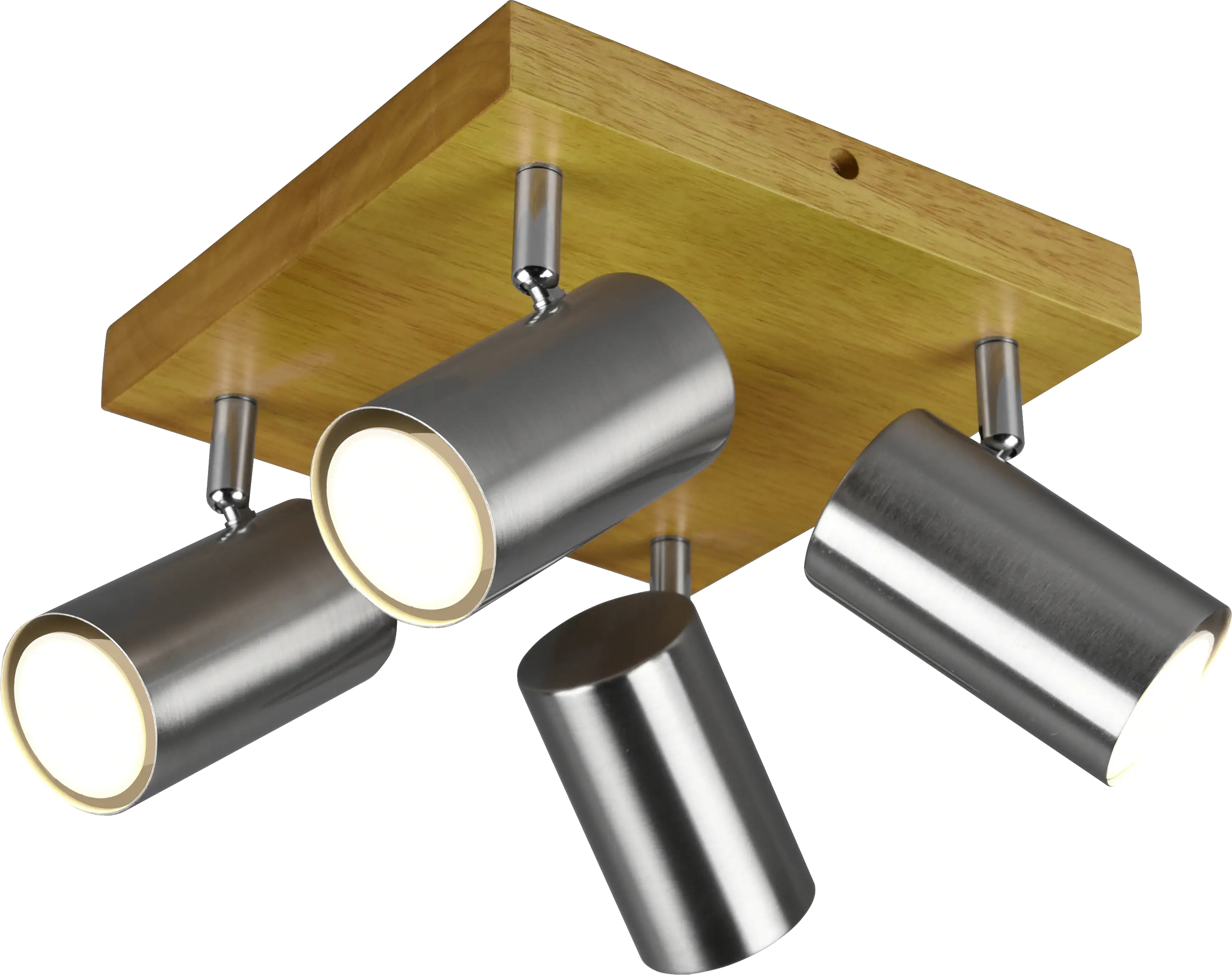 4017807488036 Trio Leuchten 4er Spot Marley GU10, nickel matt, holzfarbig