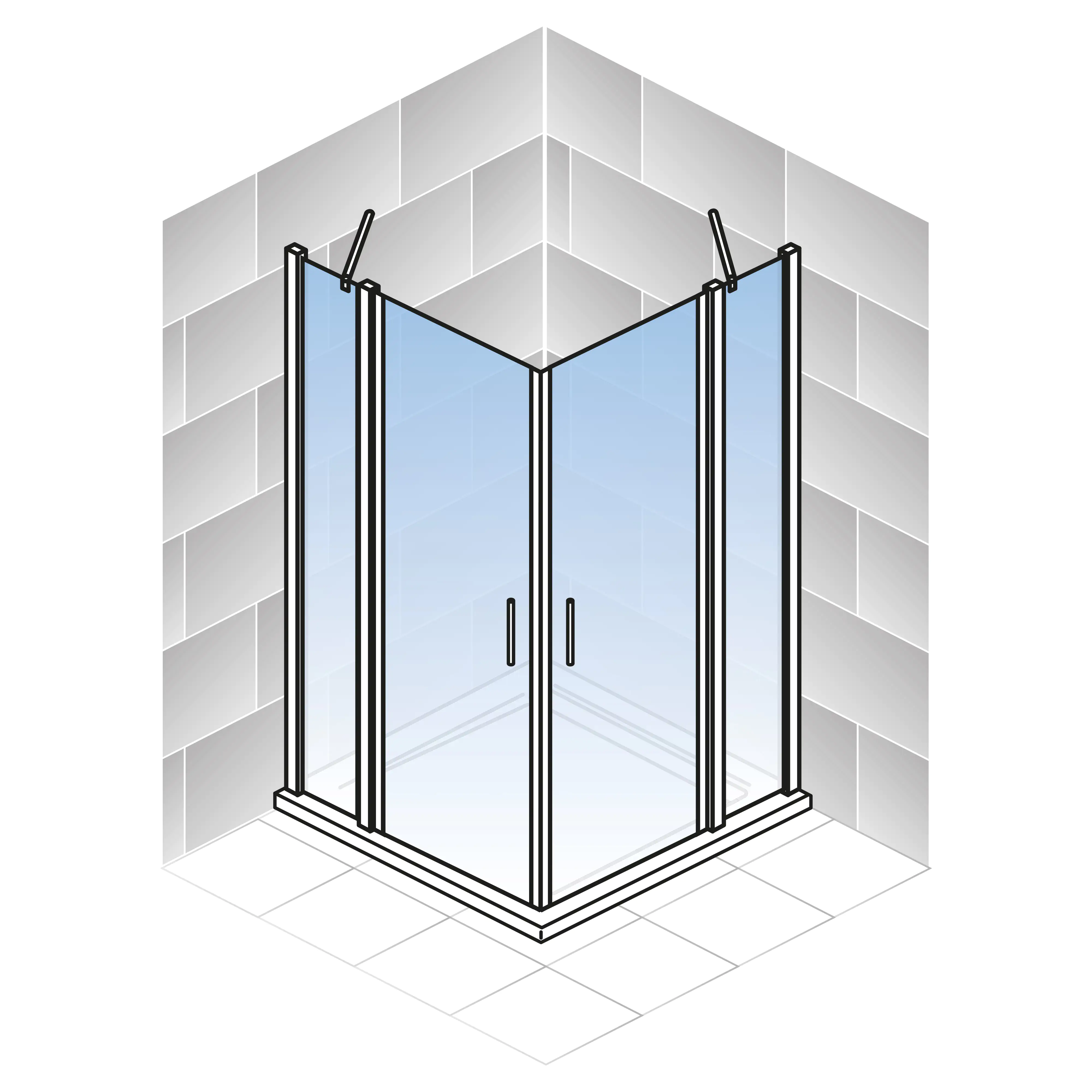 Schulte Eckeinstieg Duschwanne 90 x 90 x 192 cm Alexa Style 2.0