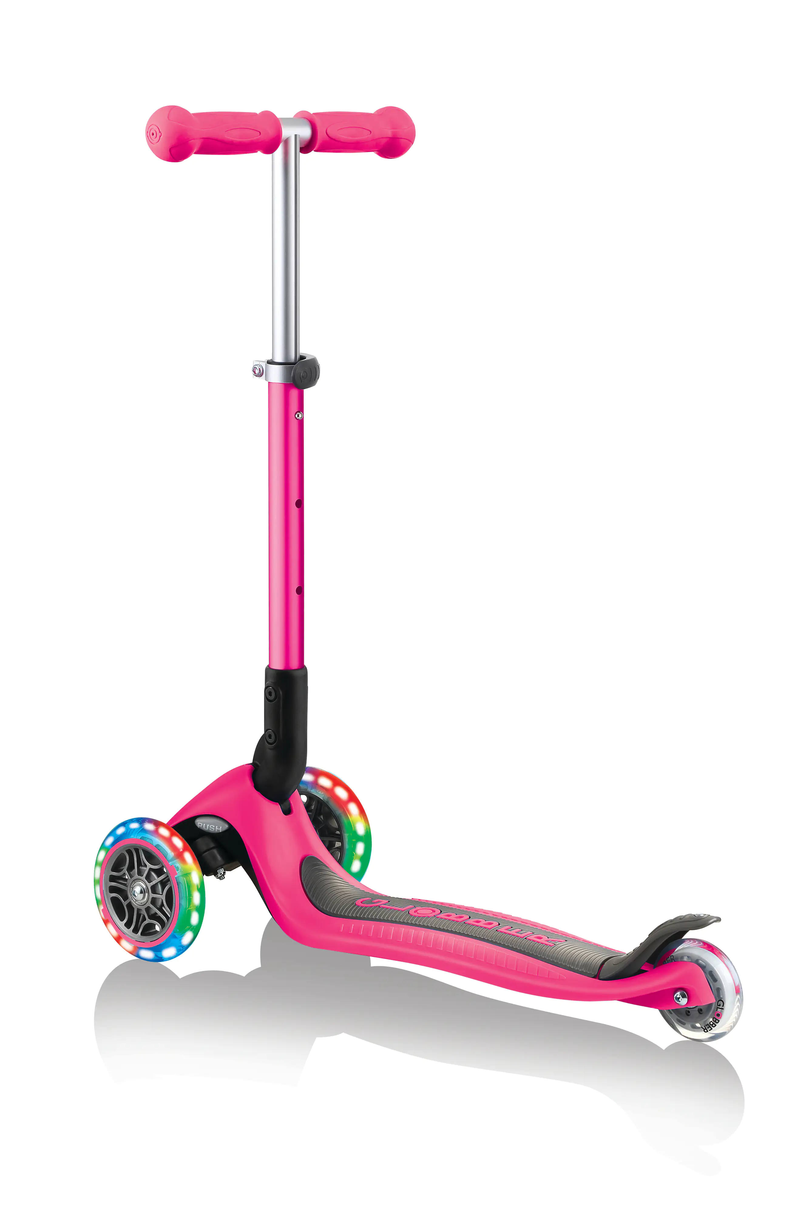 Globber Scooter Junior Foldable Lights fuchsia pink mit Leuchtrollen