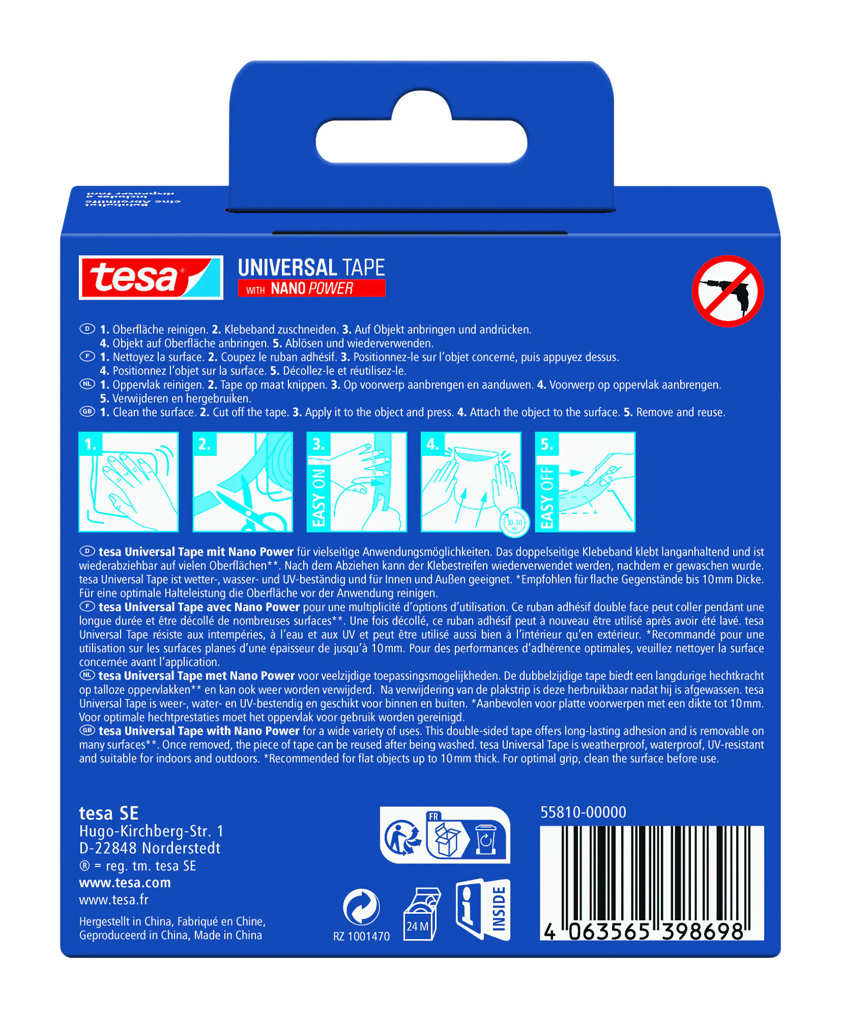 tesa doppelseitiges Klebeband Universal mit Nano Power 3 m x 20 mm